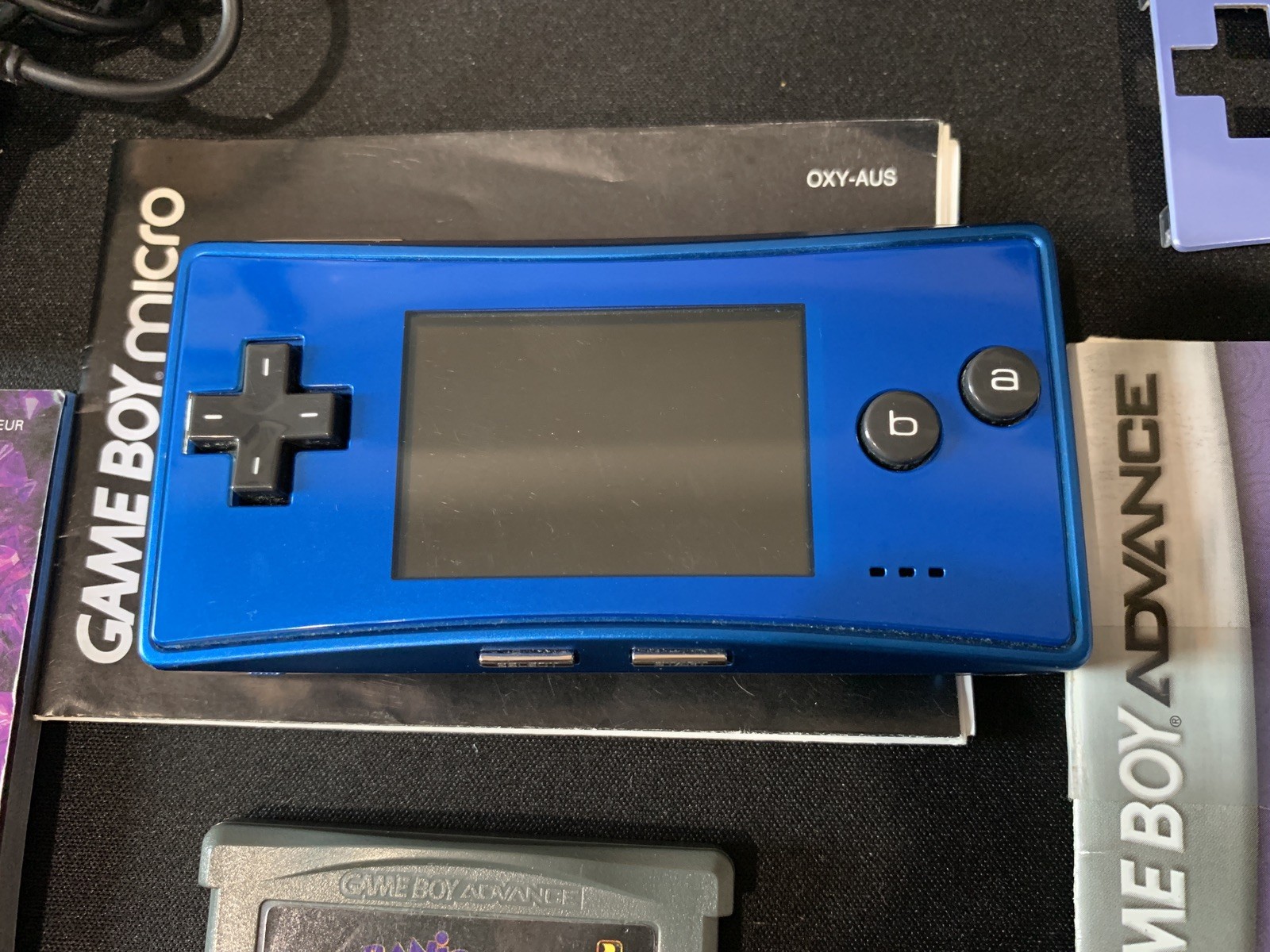 Nintendo Gameboy Micro Console Blue OXY-001 (AUS) working + 4 games + charger