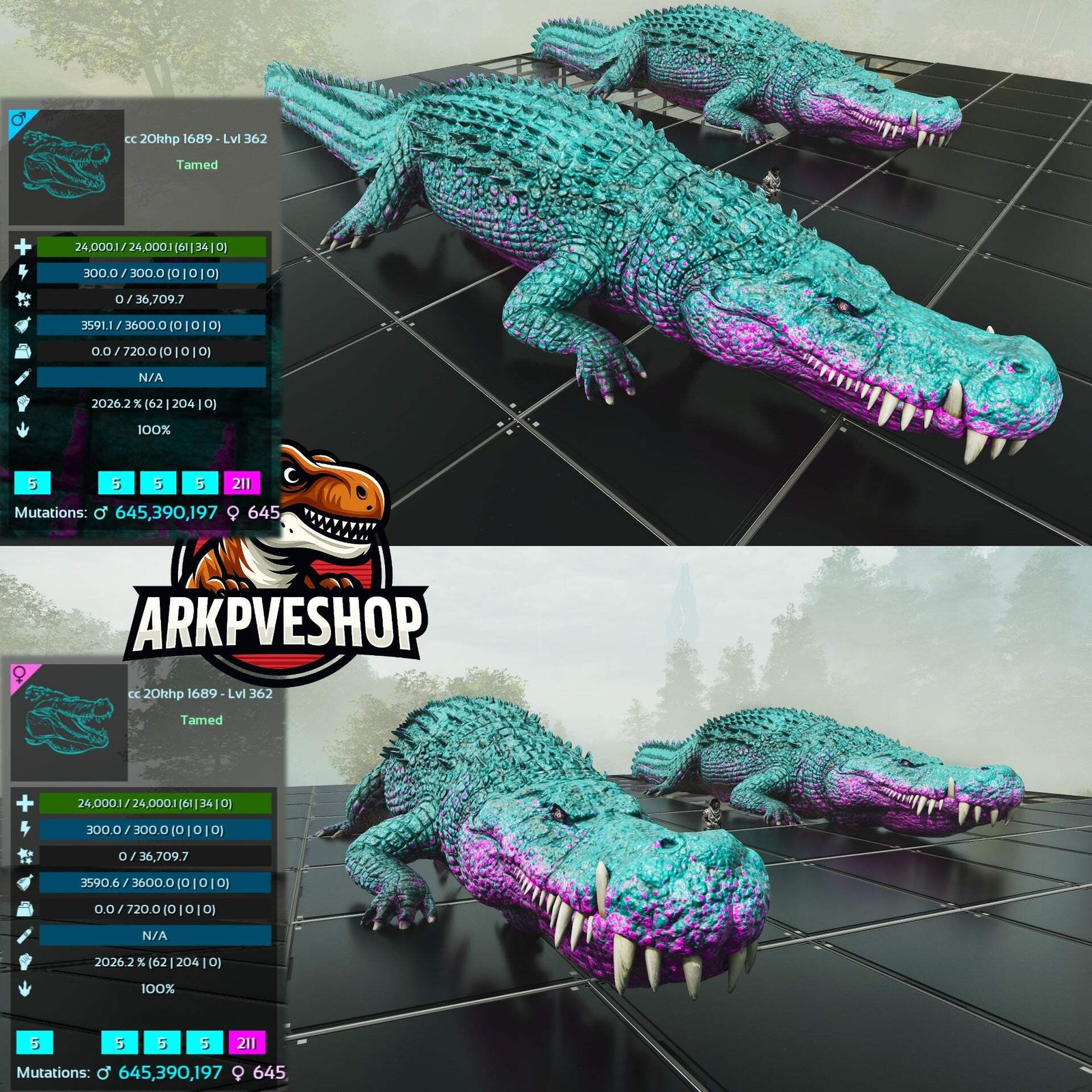 ASA PVE 🦖ARK Survival Ascended Deinosuchus Deino 2026m or 2428m Red Variant