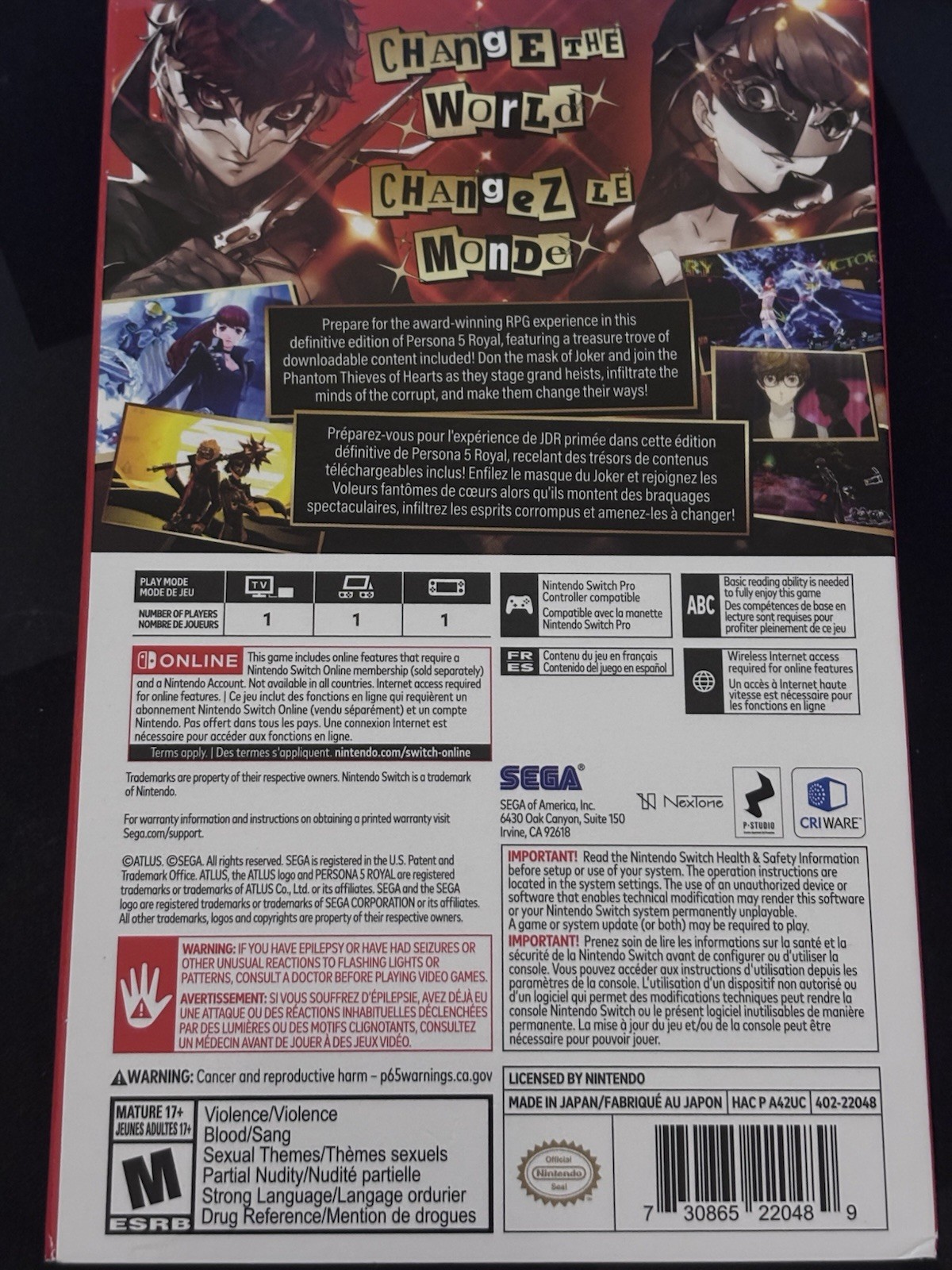 Persona 5 Royal Steelbook Edition – Nintendo Switch, 2022 CIB