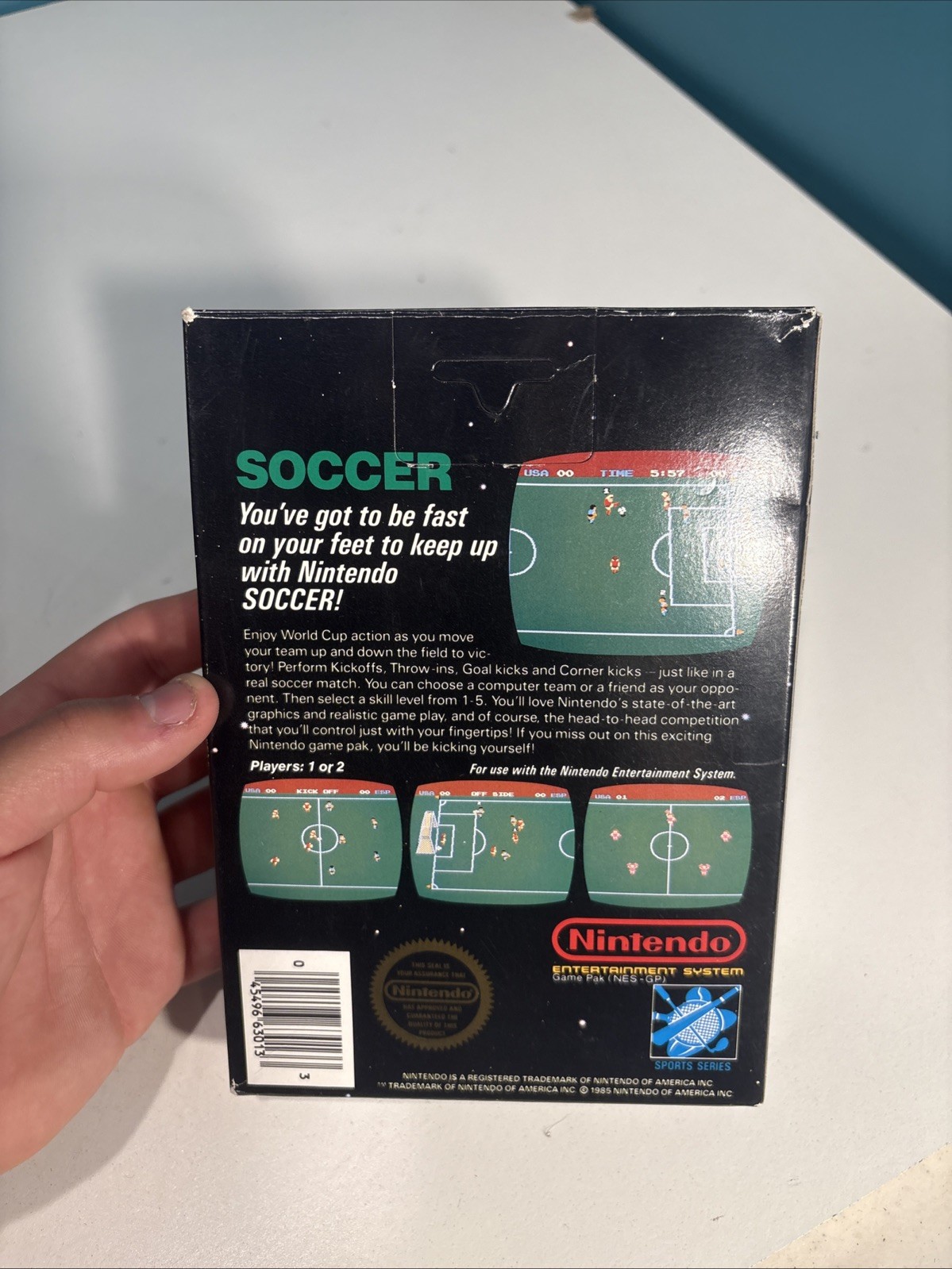 Soccer – Nintendo NES Box Only – Gloss seal 2nd Print Test Market