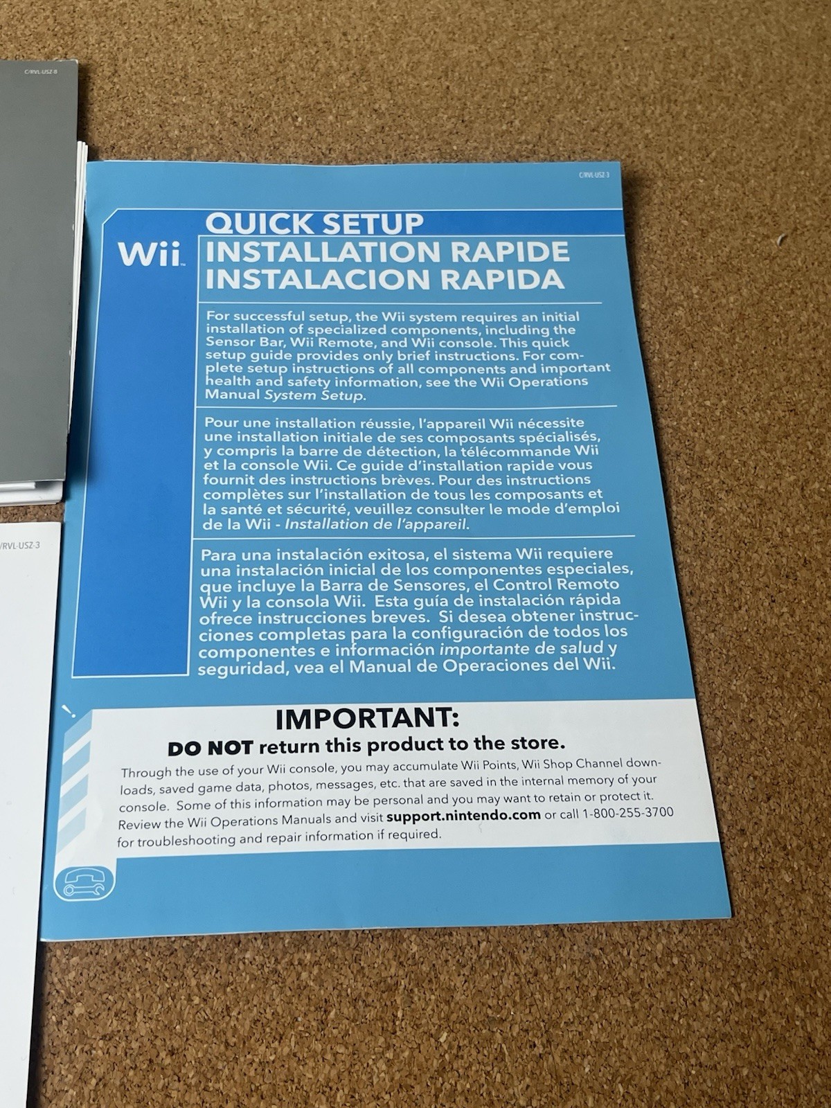 Nintendo Wii Operations Manual Set – Silver and White And Quick Setup Insert