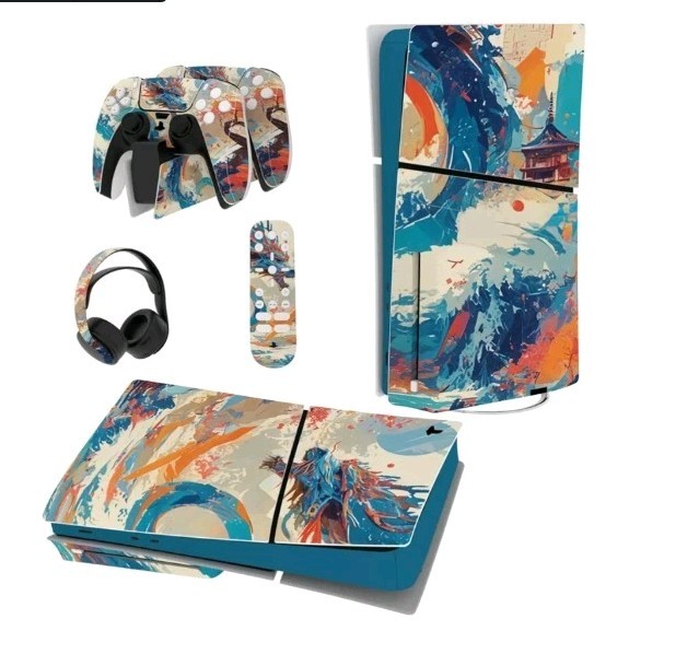 PlayVital Full Set Skin Decal for ps5 Slim Console Disc Edition, DragonElysium