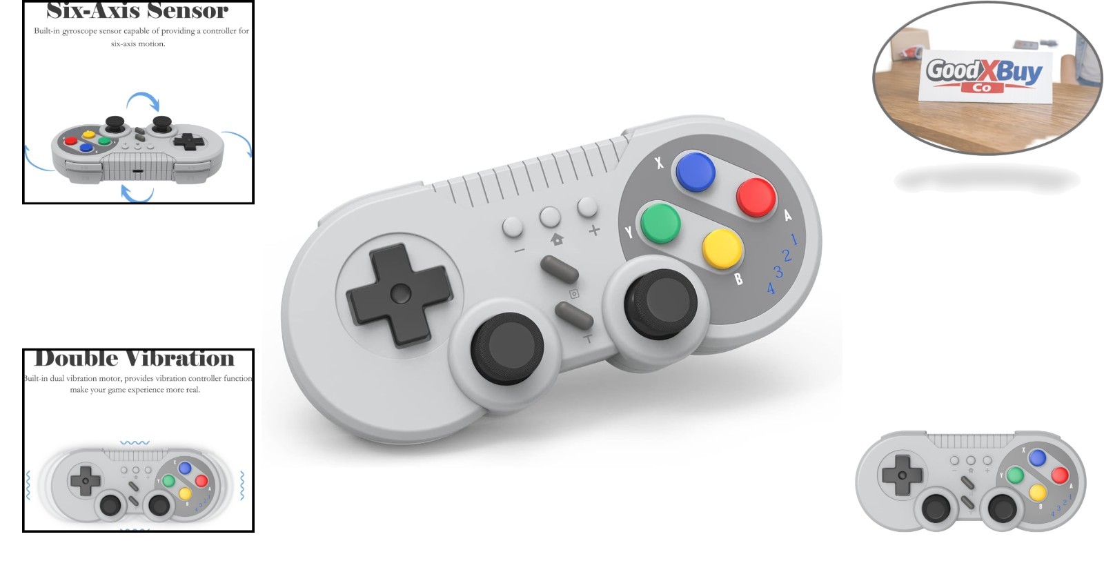 Wireless Switch Gamepad Gray with Motion Vibration Turbo for NS PC – Classic …