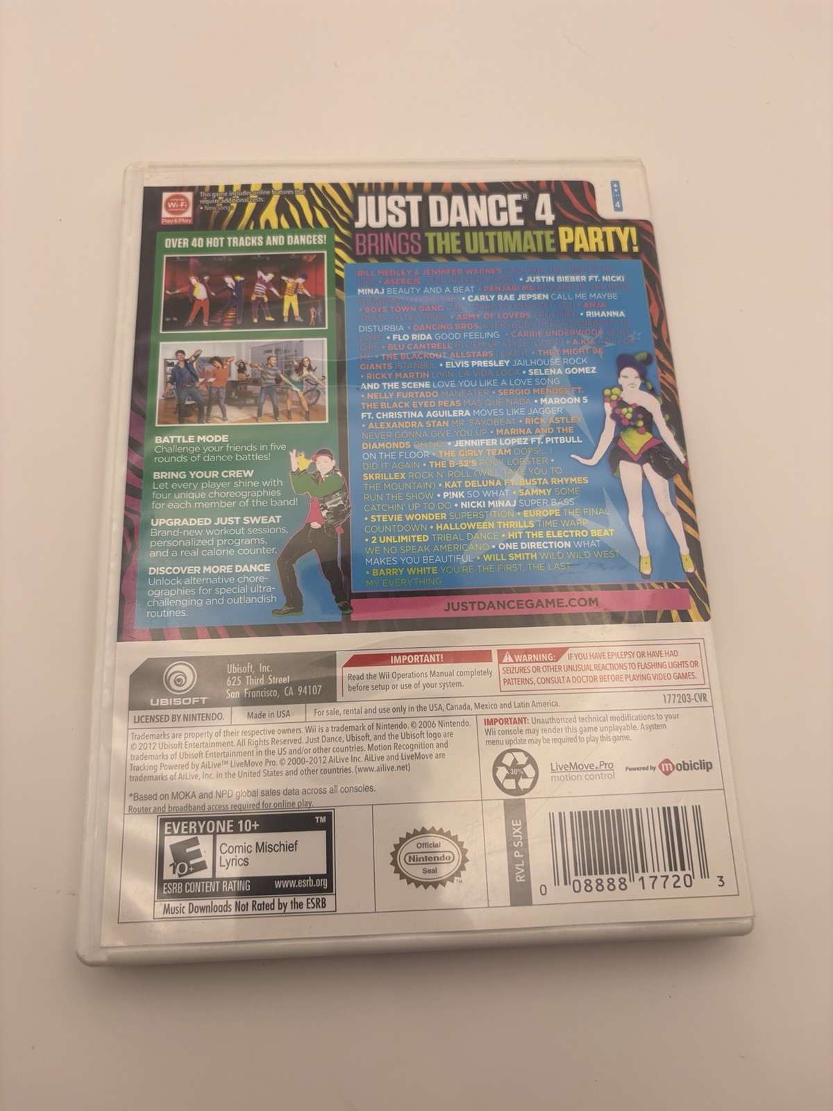 Ubisoft Just Dance 4 Nintendo Wii Music & Dance Game w/ Manual