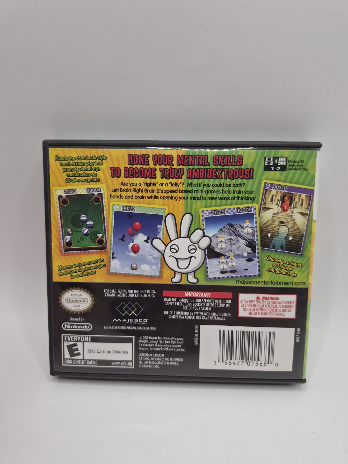 Left Brain Right Brain (Nintendo DS, 2007) Complete CIB W/ Manual & Insert CIB
