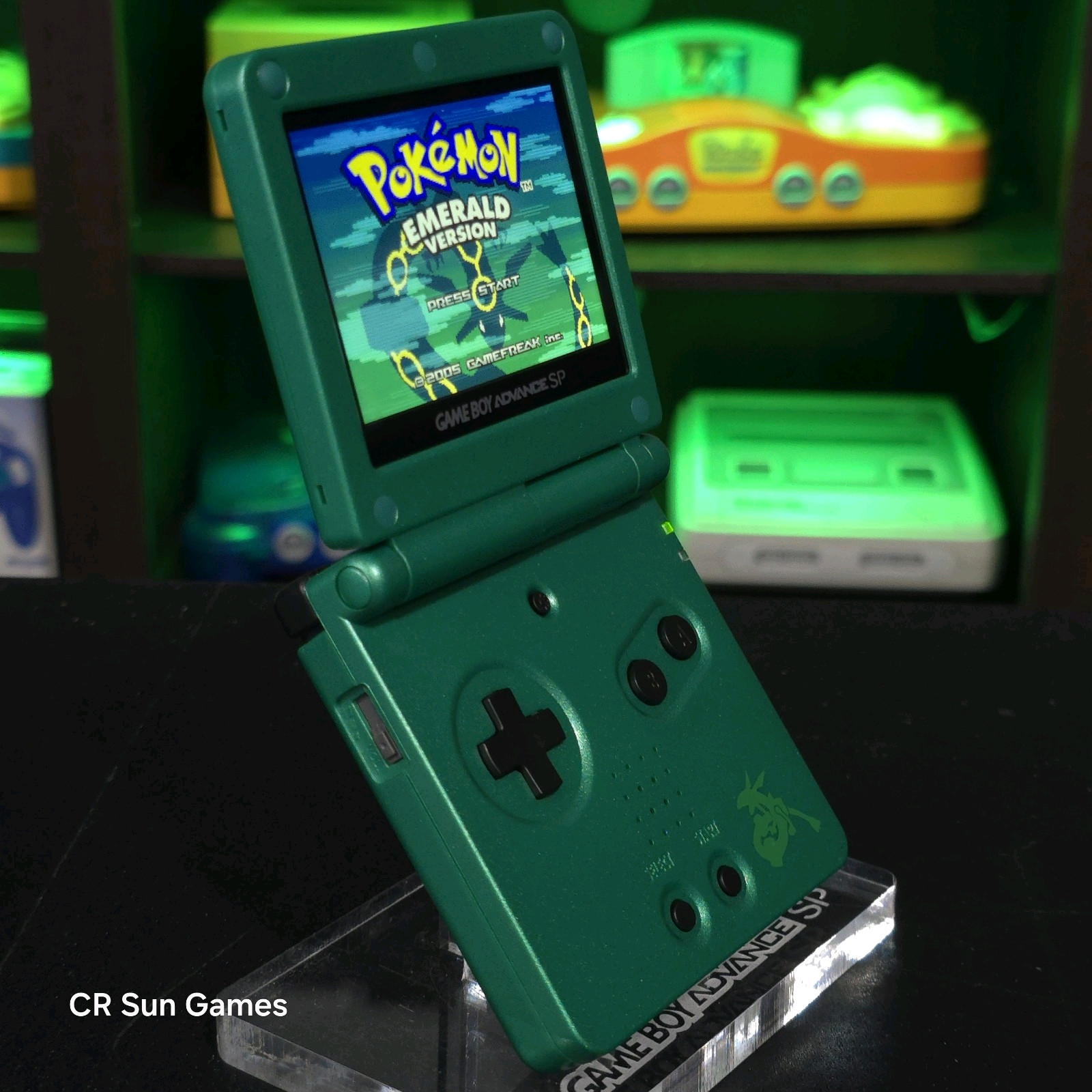 Green Nintendo Game Boy Advance GBA SP IPS V2 and Usb-C MOD – Rayquaza