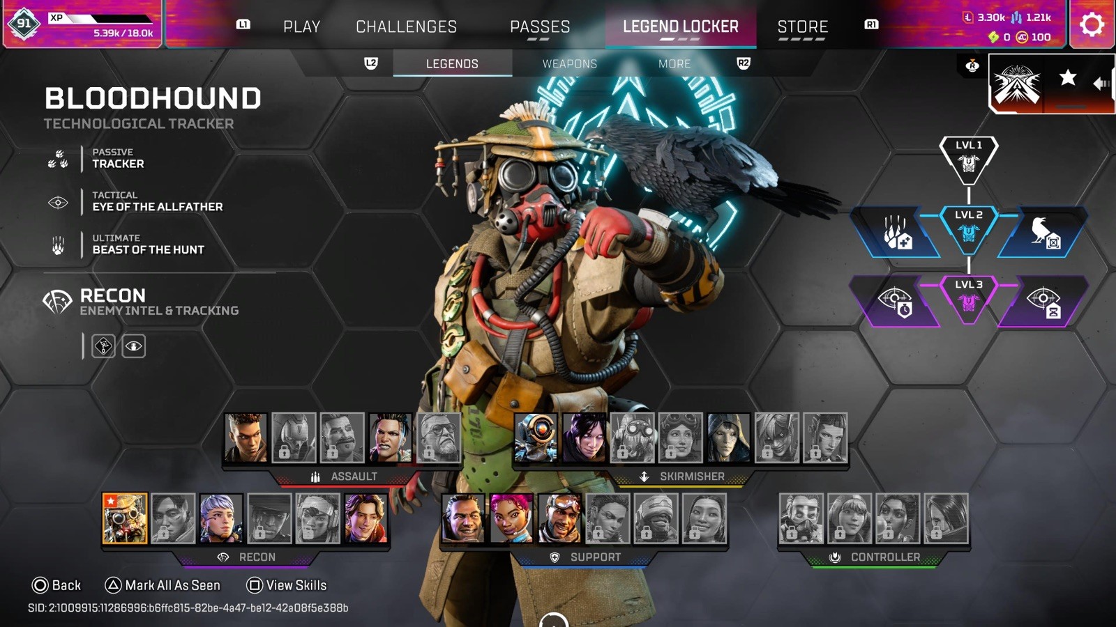 Apex Legends LVL 91 | PS5 | 11/28 Characters Unlocked | D4 Split 1/2 S29 Done ✅
