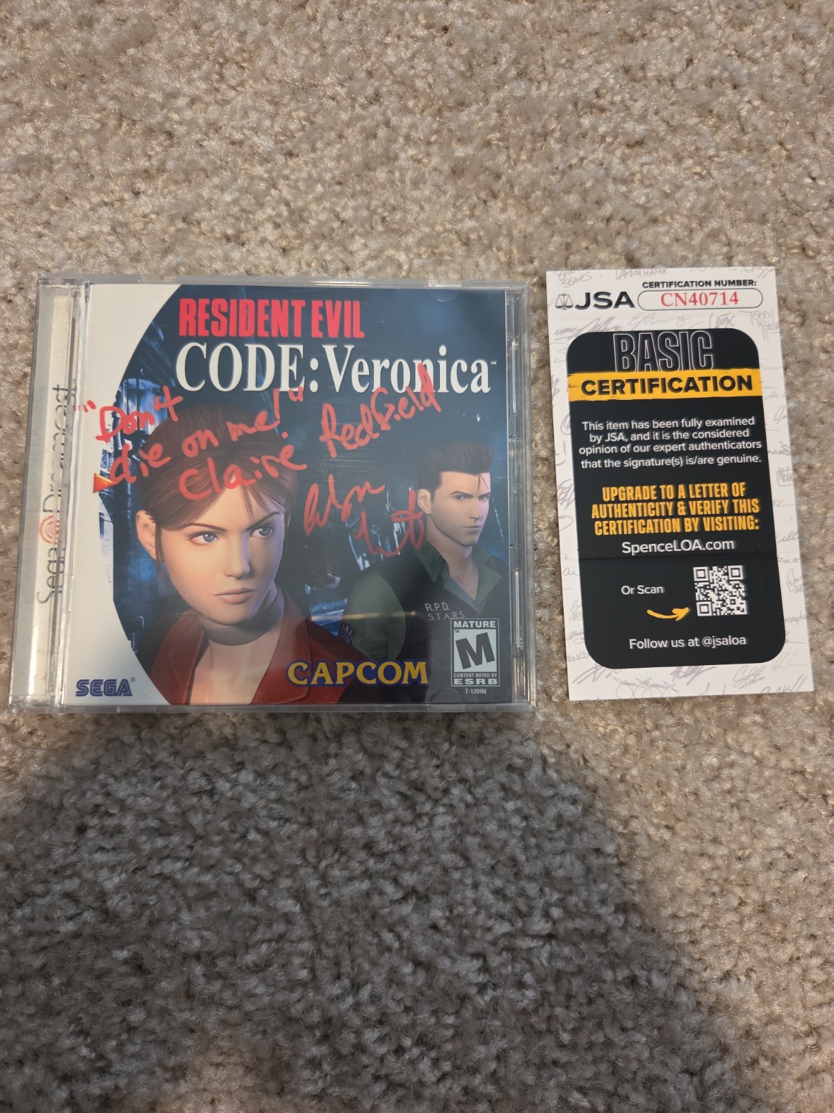 Resident Evil Code: Veronica – Sega Dreamcast – Signed By CLAIRE VA Alyson Court