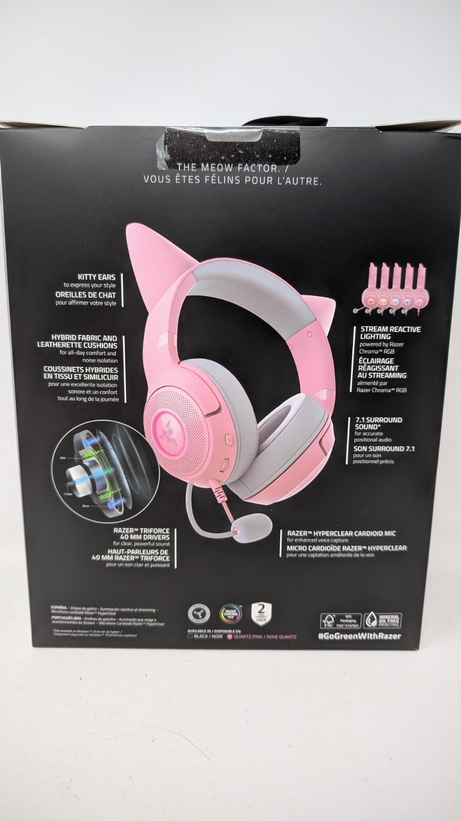 Razer Kraken Kitty V2 Quartz Edition WIRED Gaming Headset Brand New Uses USB-A