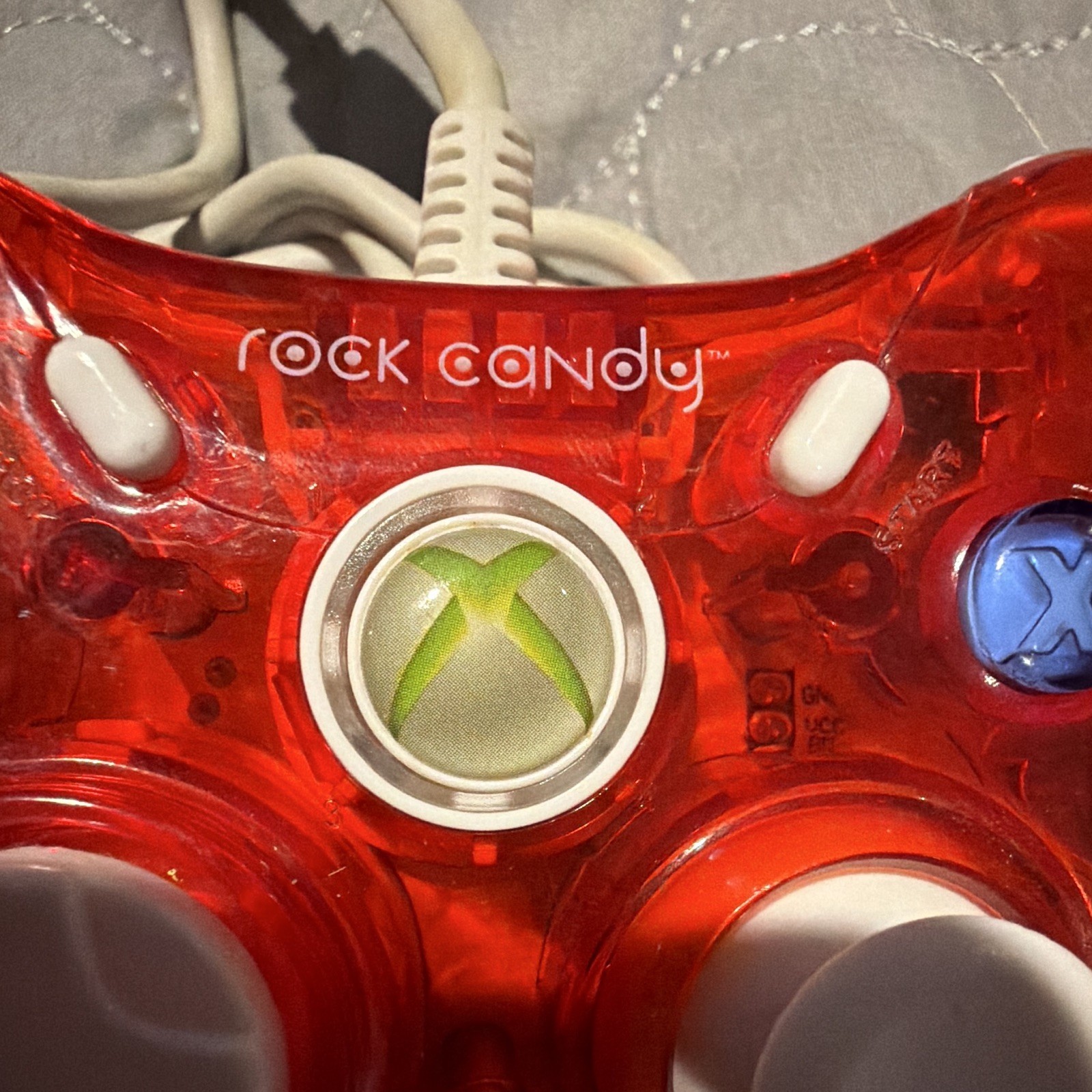 Rock Candy Wired Controllers Lot of 2 for Xbox 360 Transparent Blue & Red 7ft