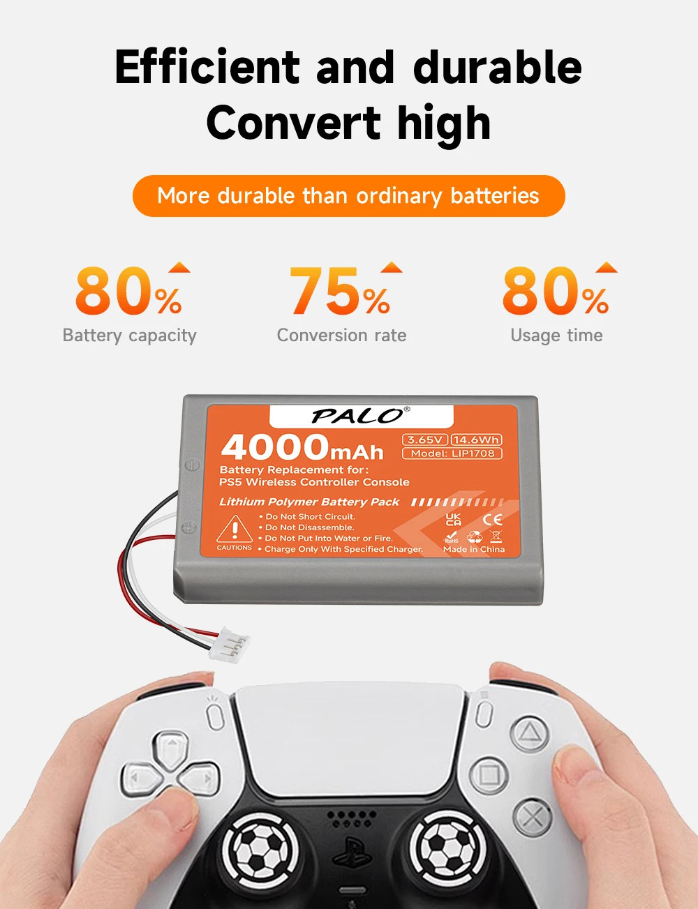 4000mAh PS 5 Wireless Controller Battery Dualsense LIP1708 CFI-ZCT1W CFI-ZCT1J