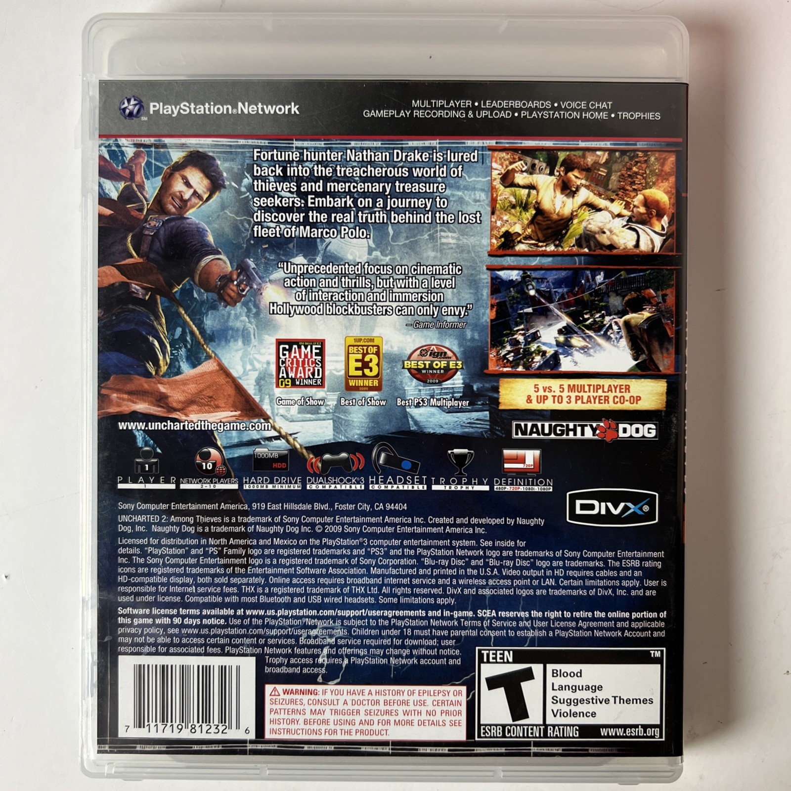 Uncharted 2: Among Thieves (Playstation 3, 2009) w/ Manual Complete CIB Clean