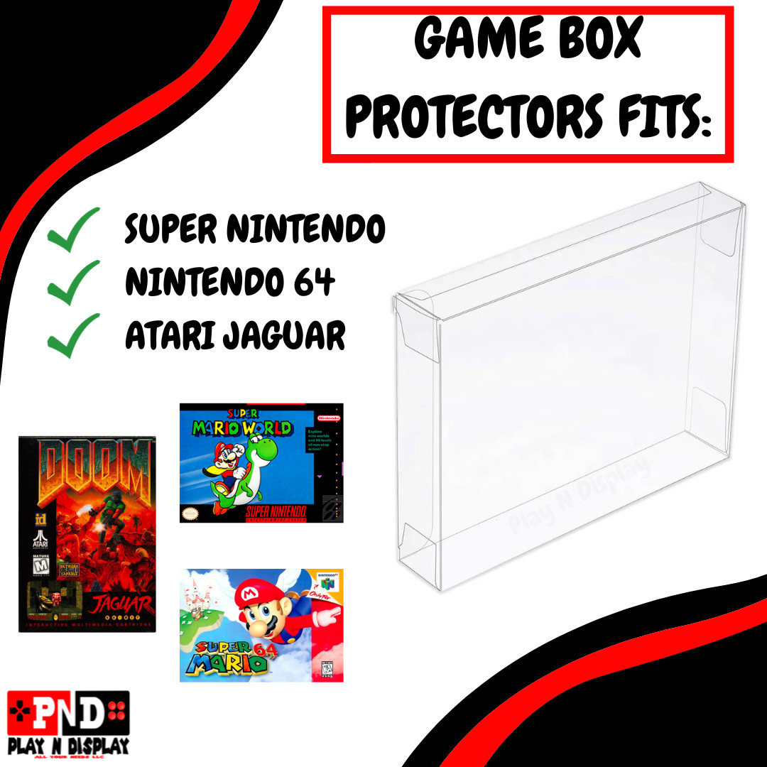1 SNES N64 Super Nintendo 64 Box Protectors Clear Case Plastic Sleeve PET Thick