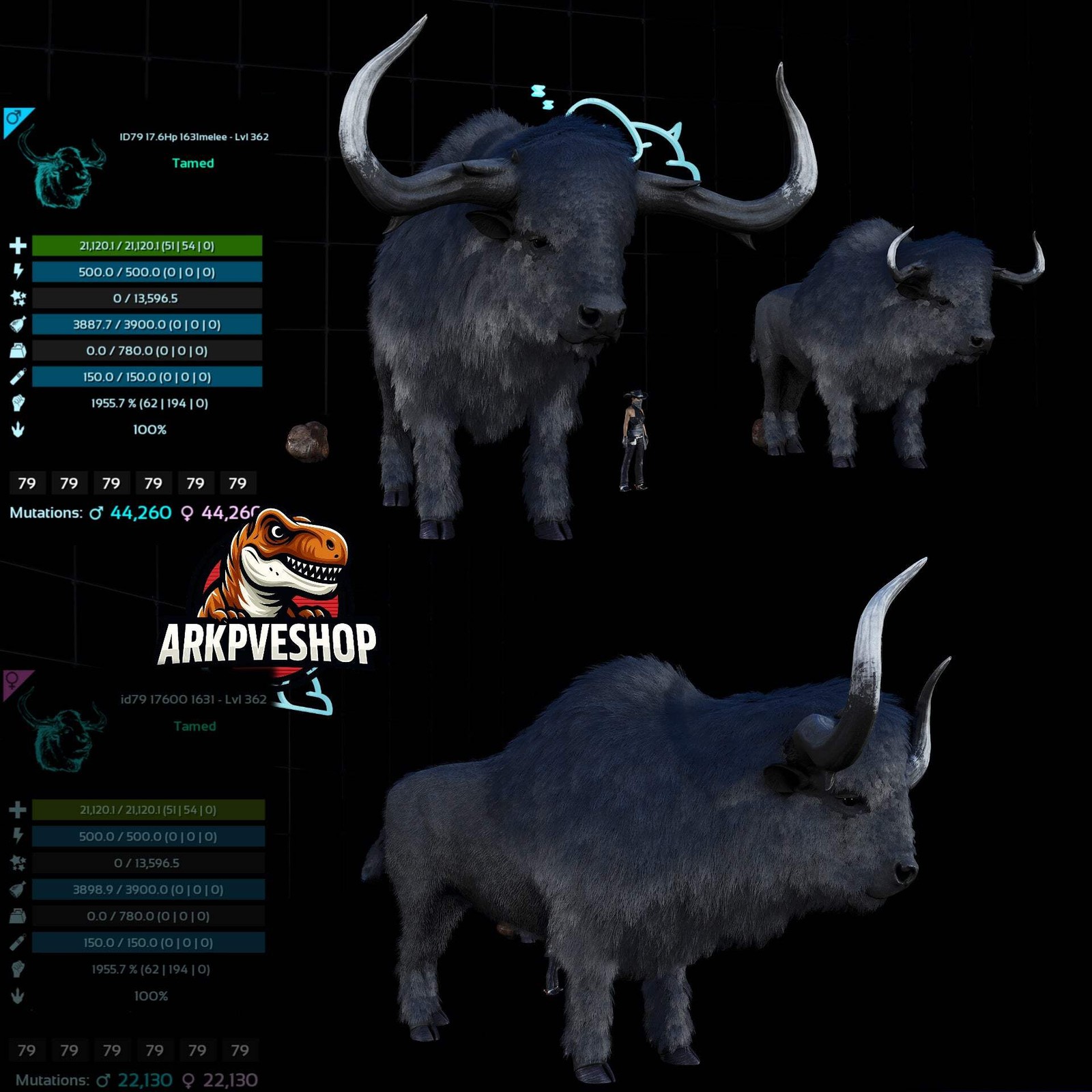 ASA PVE 🦖ARK Survival Ascended Bison 362Lvl 1955.7% Melee