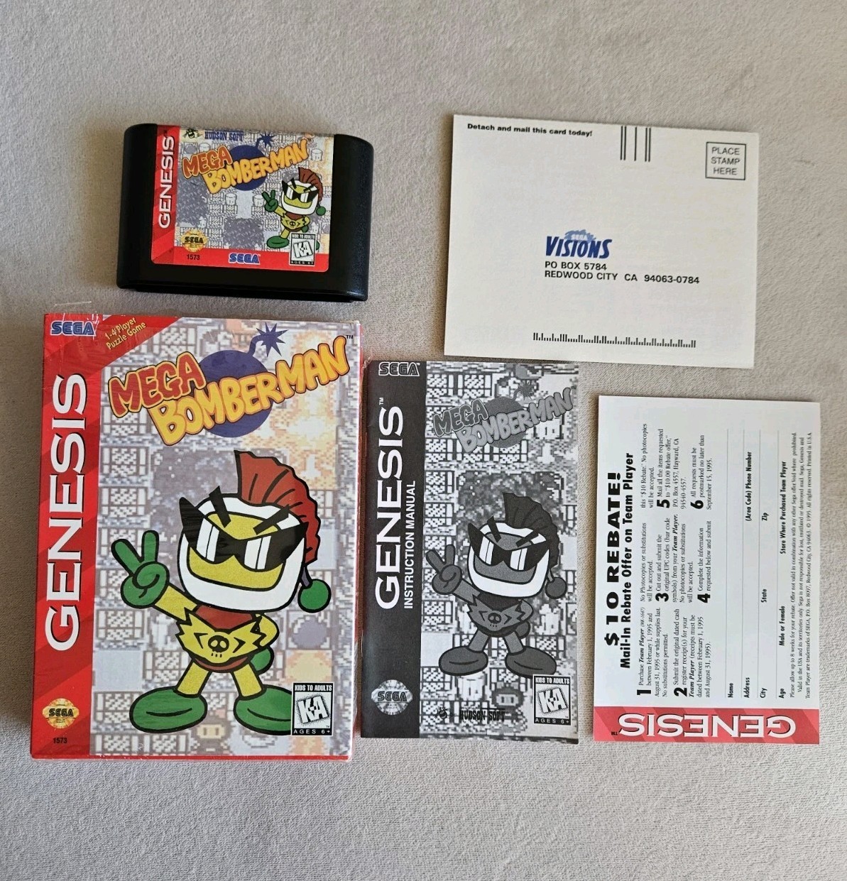 MEGA BOMBERMAN SEGA GENESIS 100% COMPLETE IN BOX W/ REG & AD GREAT CONDITION!
