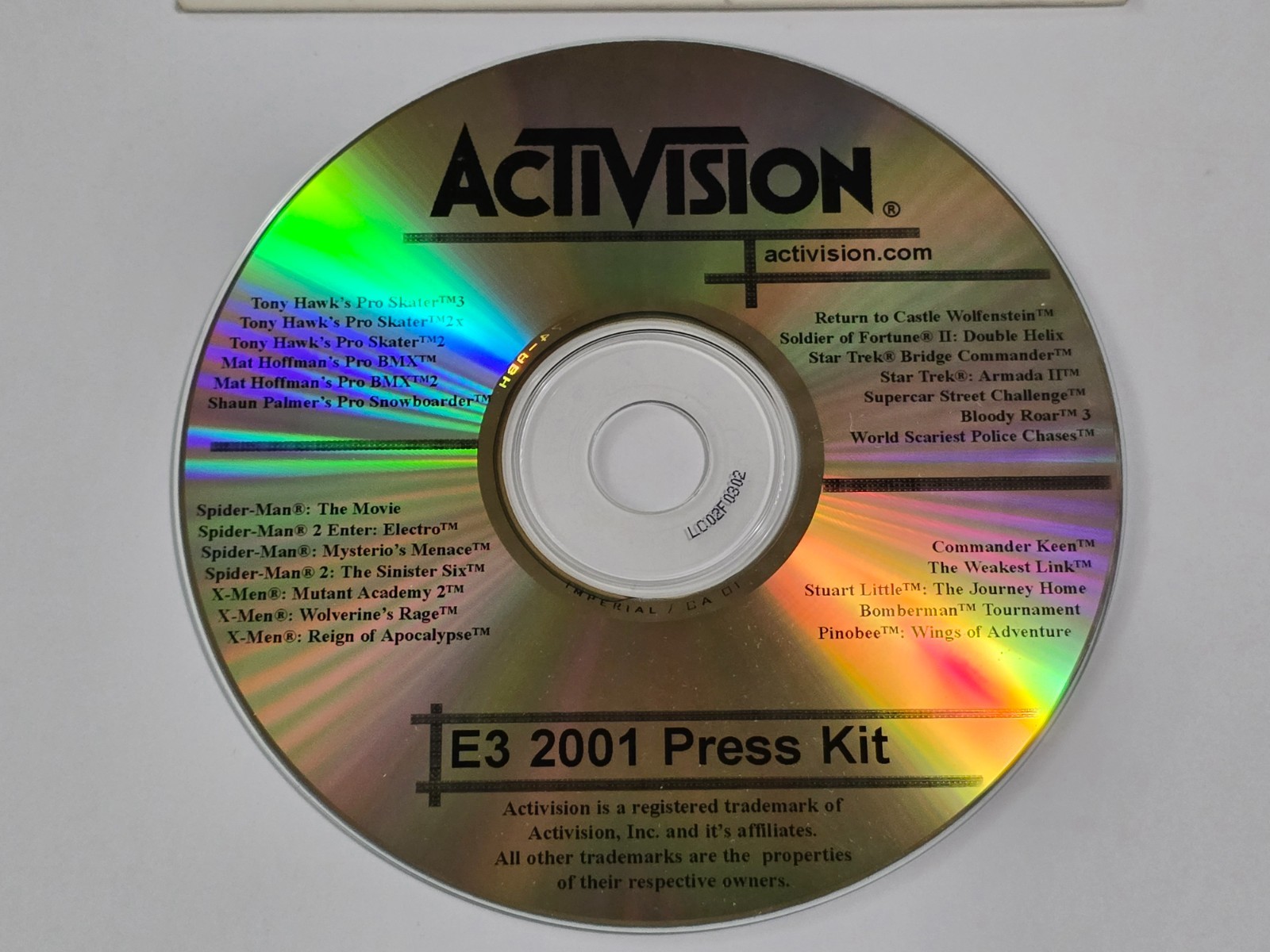 ACTIVISION E3 VIDEO GAME PROMO CD 2001 DIGITAL PRESS KIT THPS TONY HAWK ROM