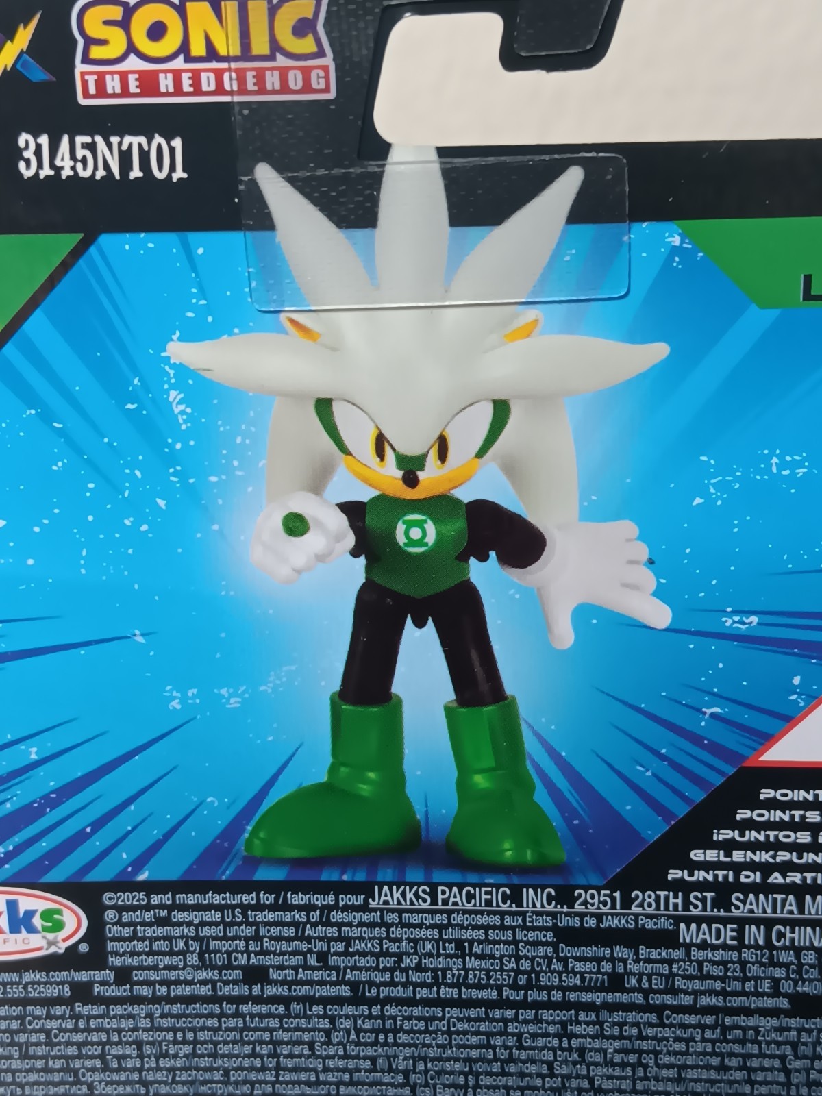 *FREE SHIP* 2.5″ SILVER GREEN LANTERN Sonic the Hedgehog DC Comics Jakks