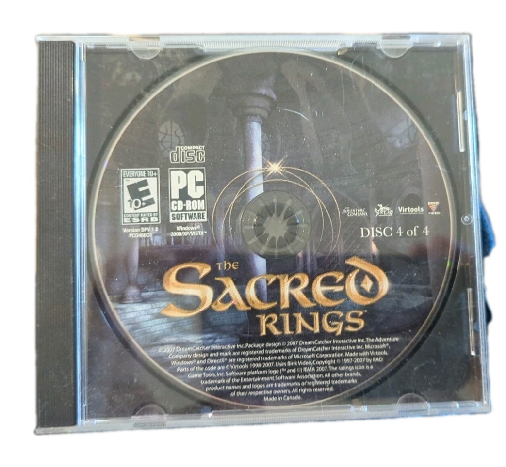 The Sacred Rings The Adventure Company E Everyone 10+ PC CD ROM 2007 Disc 4 Of 4