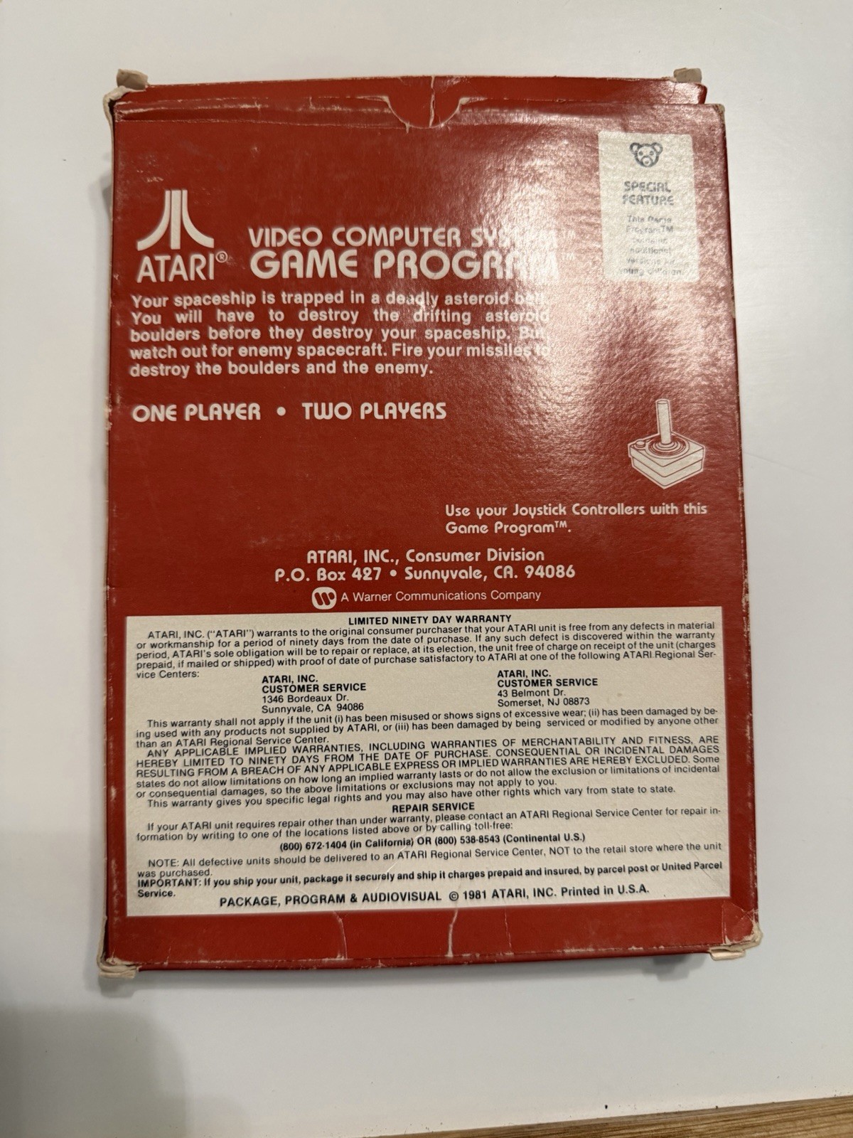 Asteroids 1981 COMPLETE w/box, Manual And Game