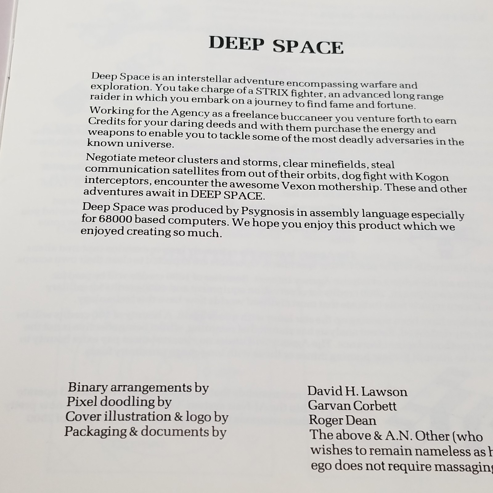 Deep Space – Psygnosis- Commodore Amiga