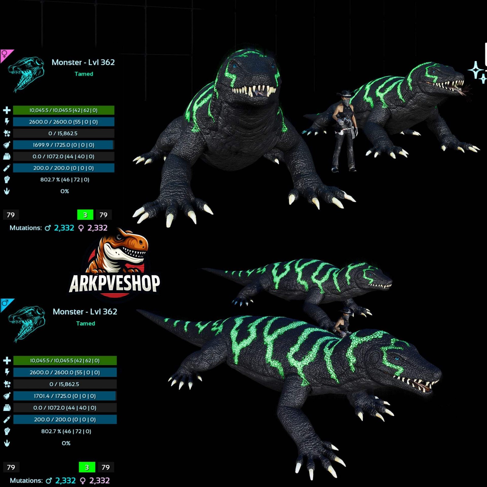 ASA PVE 🦖ARK Survival Ascended Megalania 362Lvl toxin utility