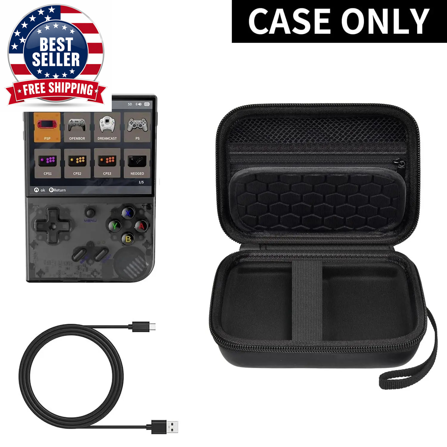 Travel Case Compatible with RG35XX/ Rg35Xx plus Retro Handheld Game Console, Han