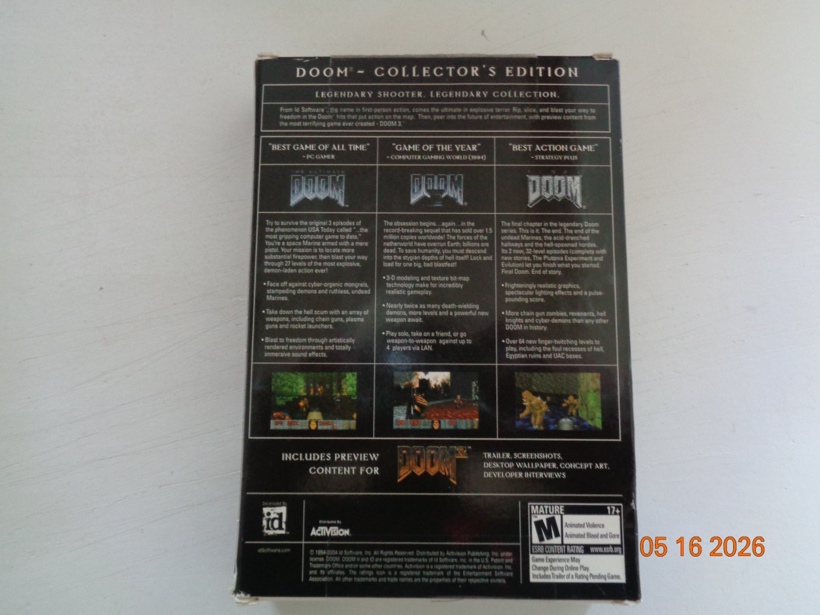 Doom 3 Preorder Promo PC Big Box Game ID Software and More