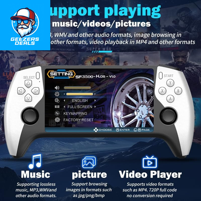 SF3500 Retro Handheld Game Console-Handheld Game Console with HD 5.5-Inch IPS Sc