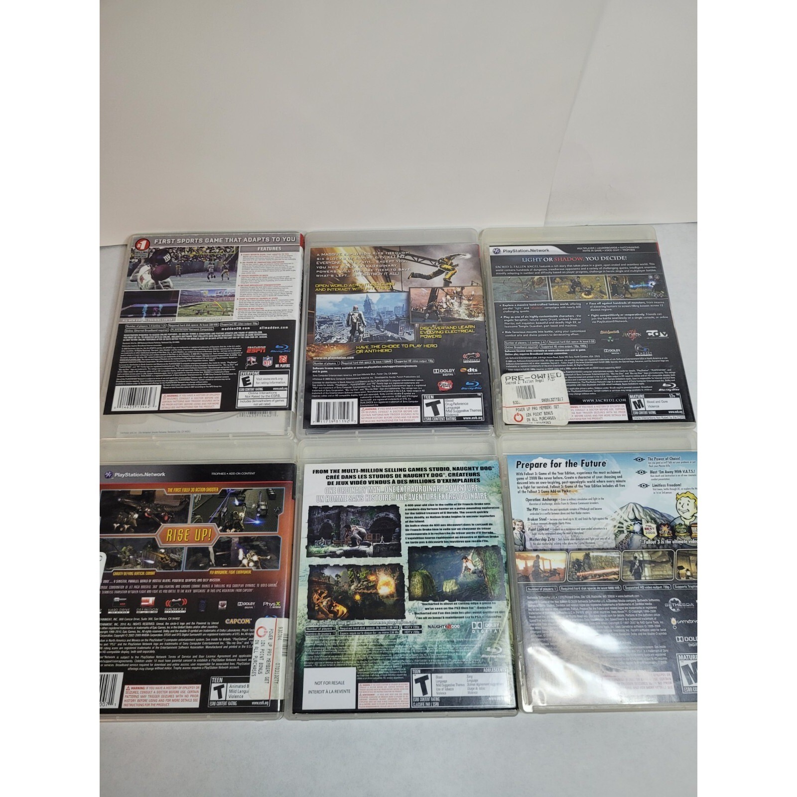 PS3 PlayStation 3 – Video Games Bulk Lot Of 6, Fallout 3, Sacred 2, Madden