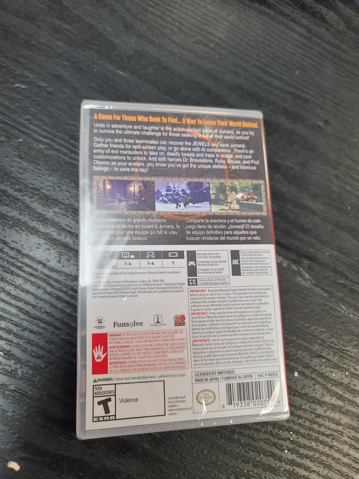 Jumanji the Videogame for Nintendo Switch Brand New Factory Sealed