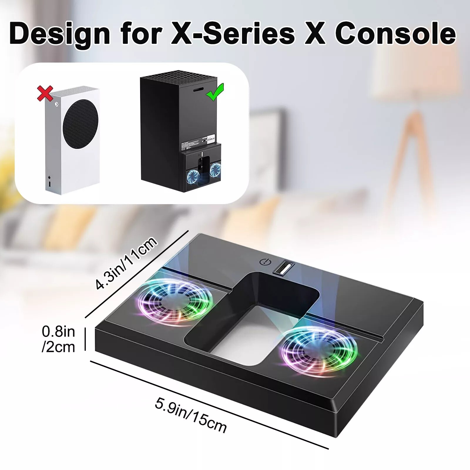 USB Cooling Fan for Xbox Series X Console Low-Noise External Vertical Cooler