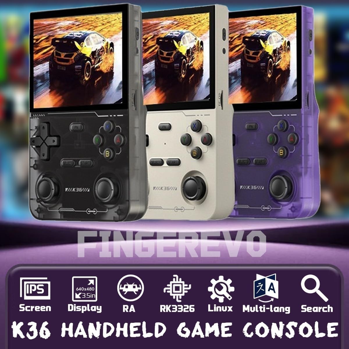 K36 Retro Handheld Console 3.5 Inch IPS 64GB 16000+ Built-in Games