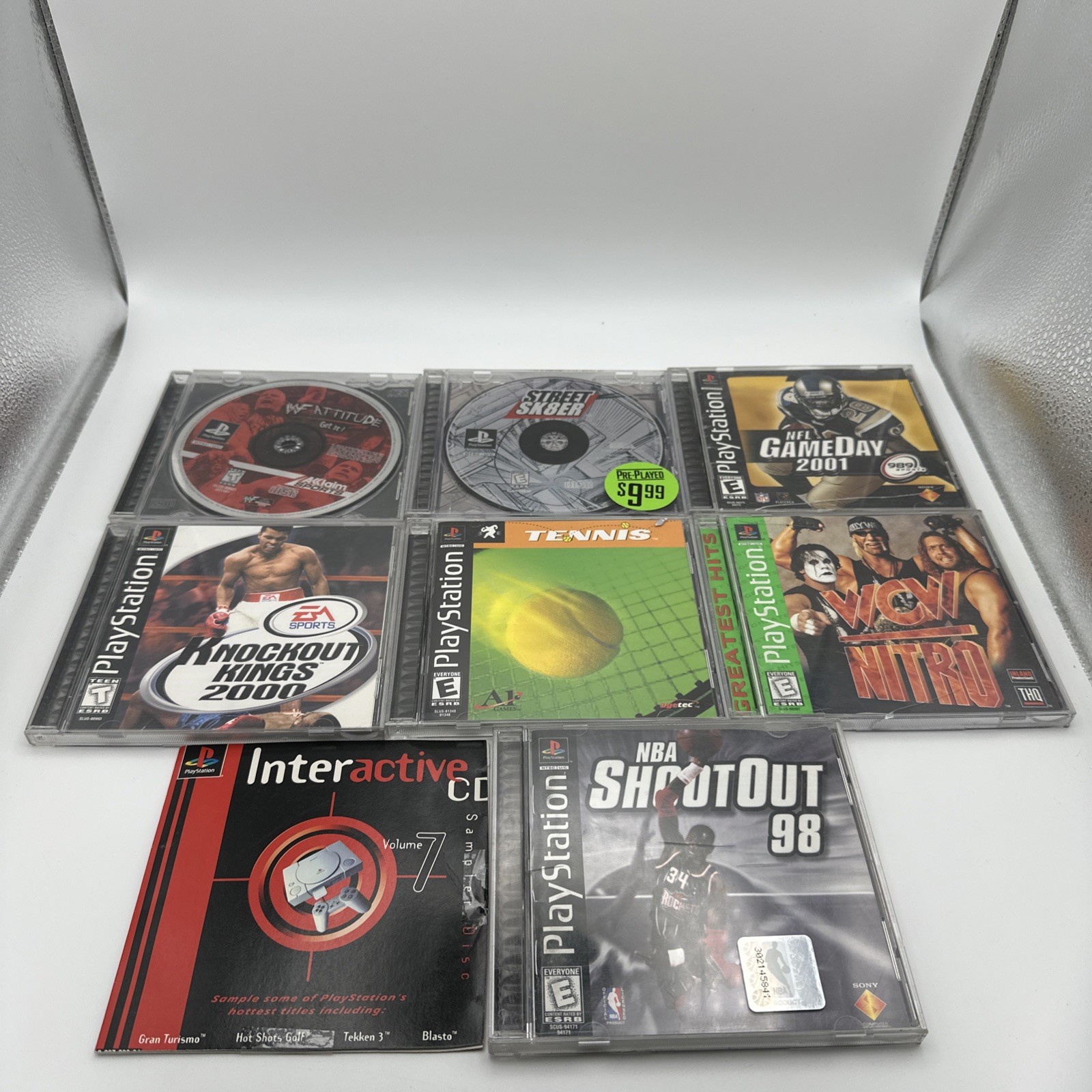 PS1 Lot Of 8 Games PlayStation Mixed Sports Lot Various Wrestling WWF WCW & More