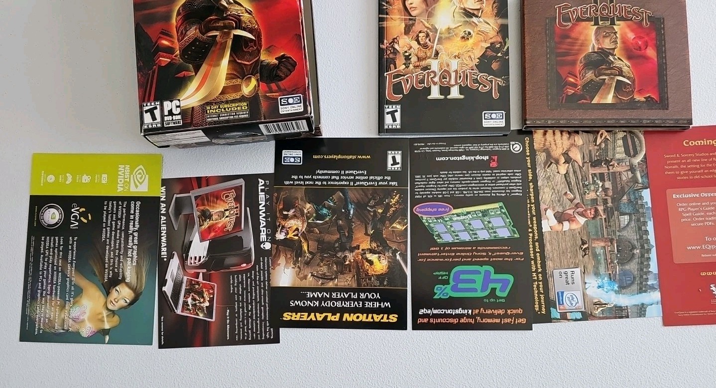 EverQuest II – DVD-ROM (PC, 2004) Complete w/ map + manual | 2 DVD set | Good