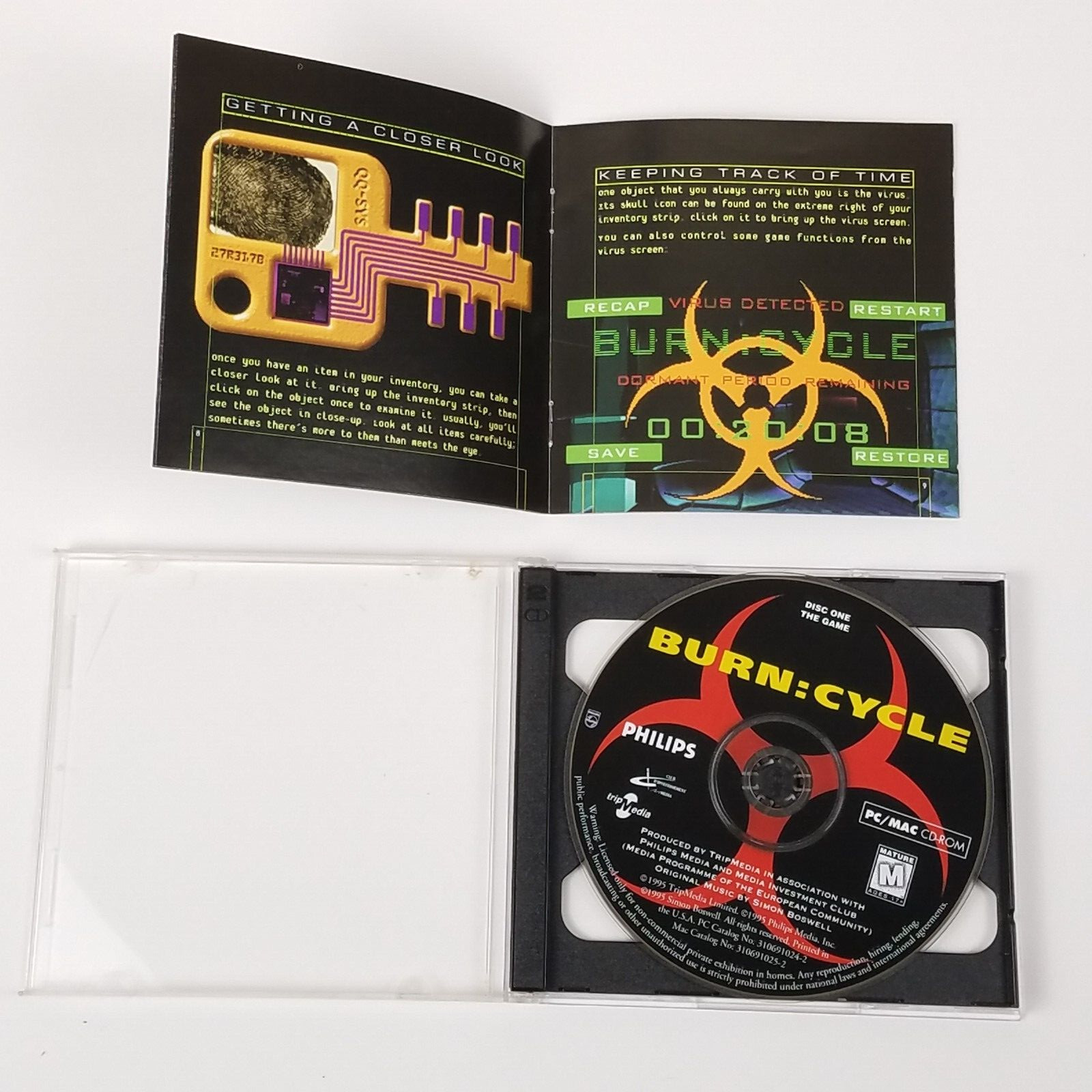 Burn Cycle PC/Mac/CD-ROM Big Box Complete in Box FMV Style Game w/ Soundtrack
