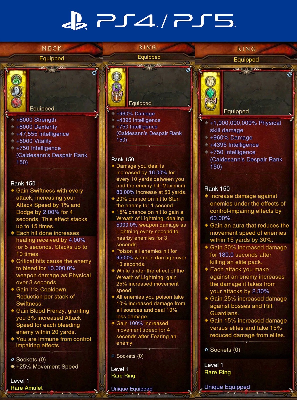 Diablo 3 PS4/PS5 Softcore | Modded Necromancer Bundle Rings And Amulet