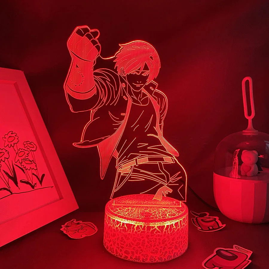 Game the King of Fighters Kyo Kusanagi 3D LED Neon Night Light Birthday Gift for