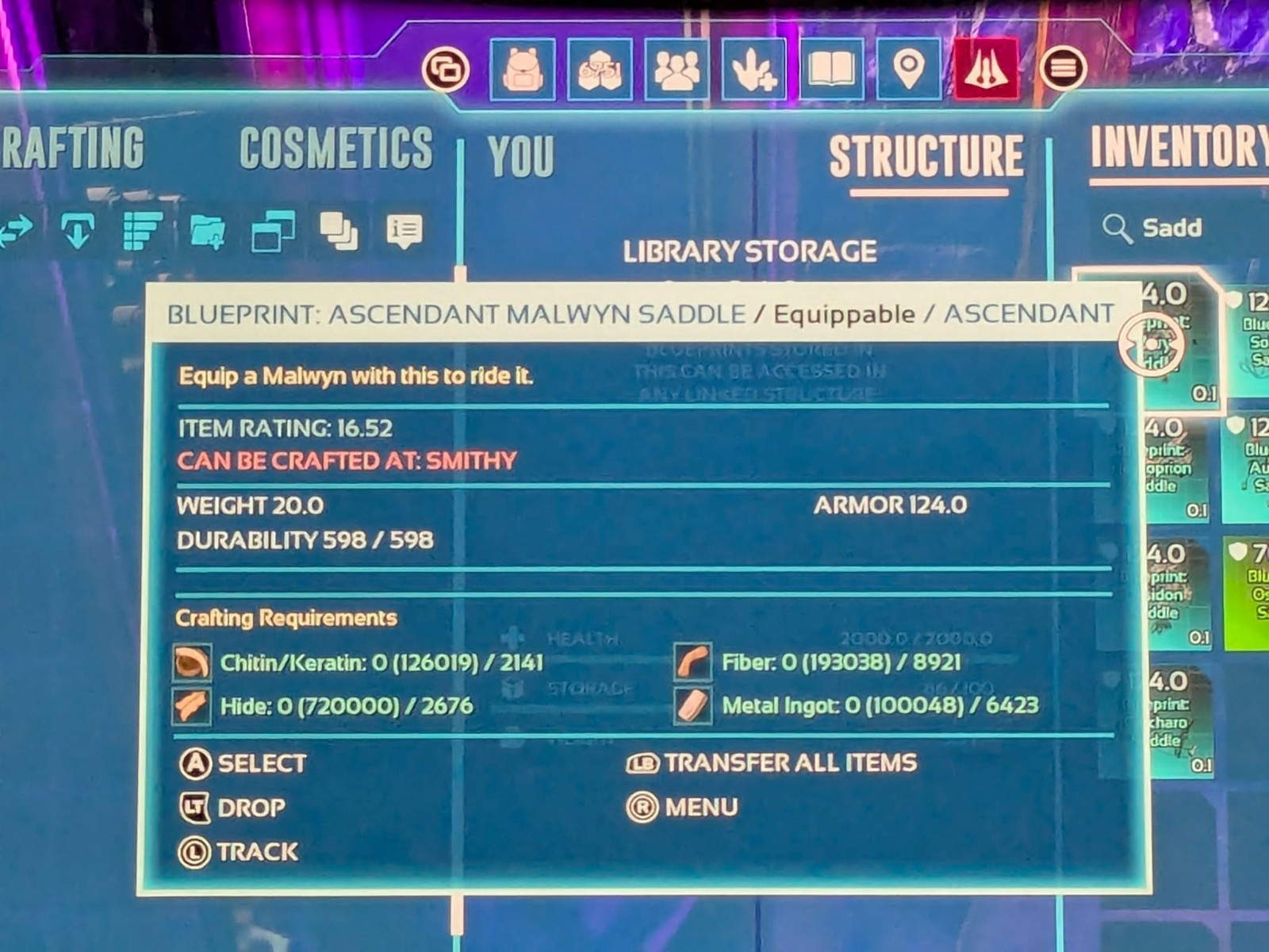 Blueprints Lost Colony Ark Ascended PvE – Saddles – Ossidon, Malwyn, and more!