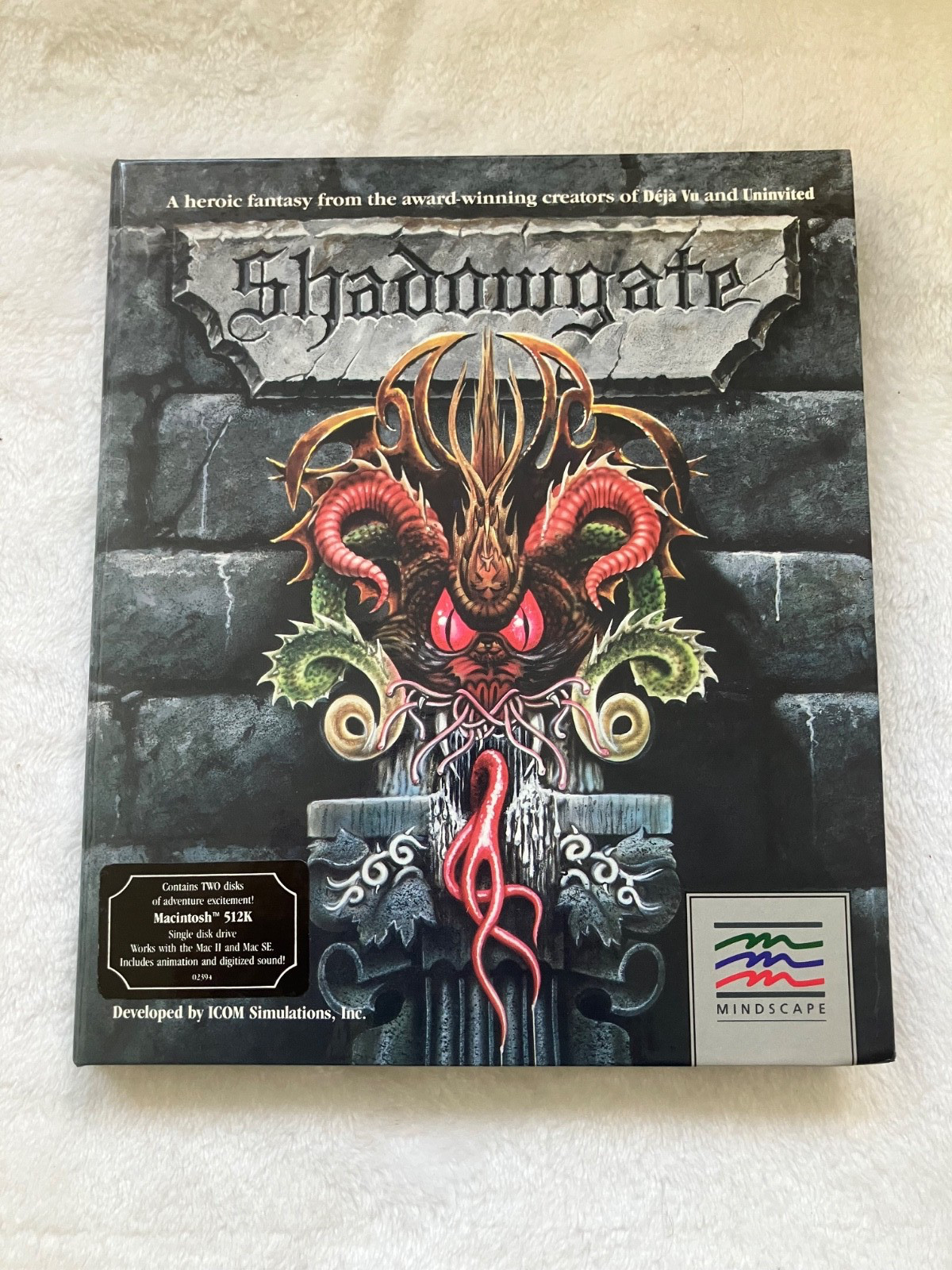 Vtg Shadowgate Mac 512K Mindscape Big Box CIB – MISSING DISC 1 – Includes Disc 2
