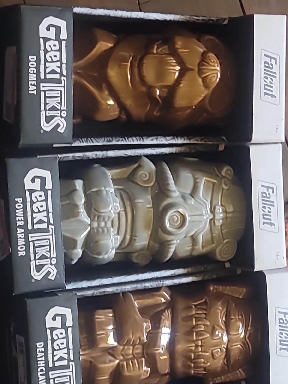 4 Geeki Tikis Fallout Power Armor & Deathclaw Dogmeat Vault Boy Mug New in Box