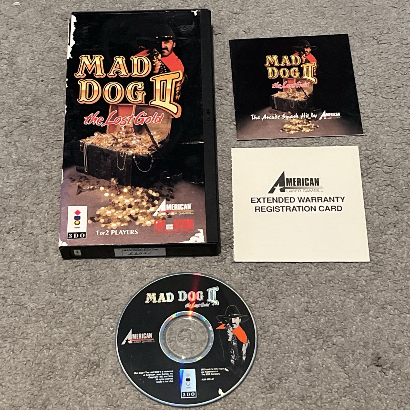 Mad Dog II 2: The Lost Gold (3DO, 1994) Case Disc Manual Reg Card
