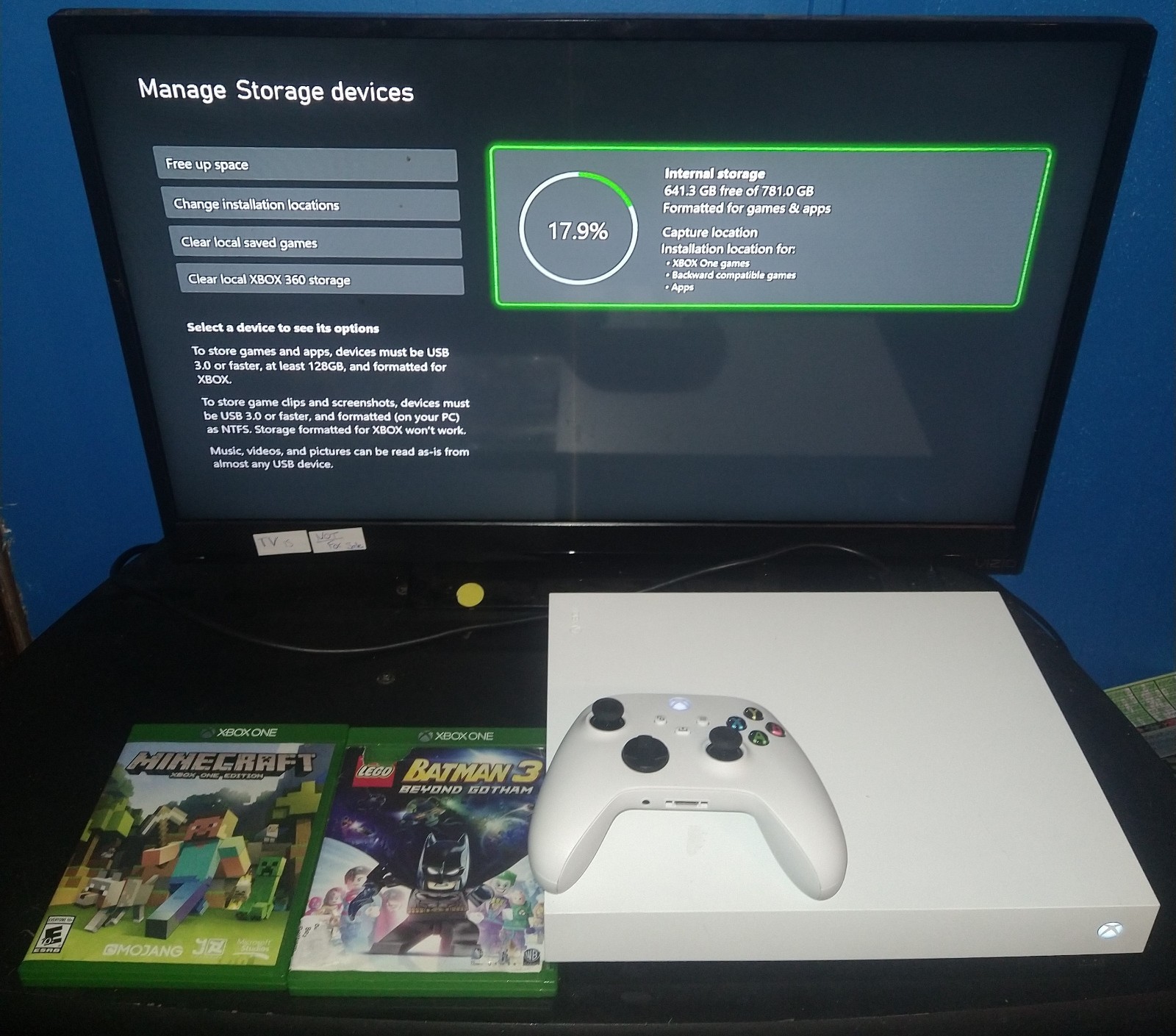 Xbox One X Robot White 1TB Console W/ Controller & 2 Games (Tested, Works!)