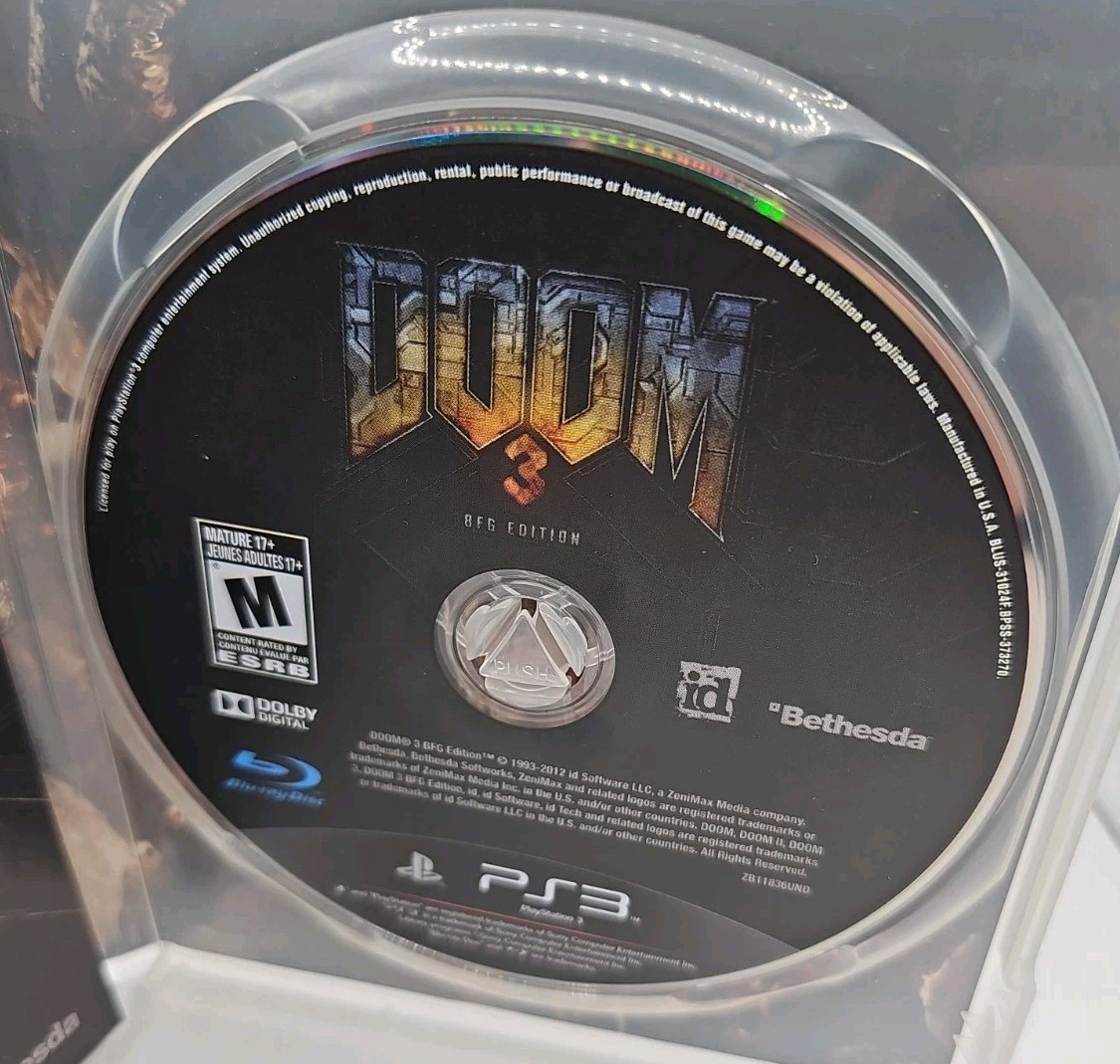 Doom 3 : BFG Edition (PlayStation 3, 2012) PS3 Complete CIB With Manuals Insert