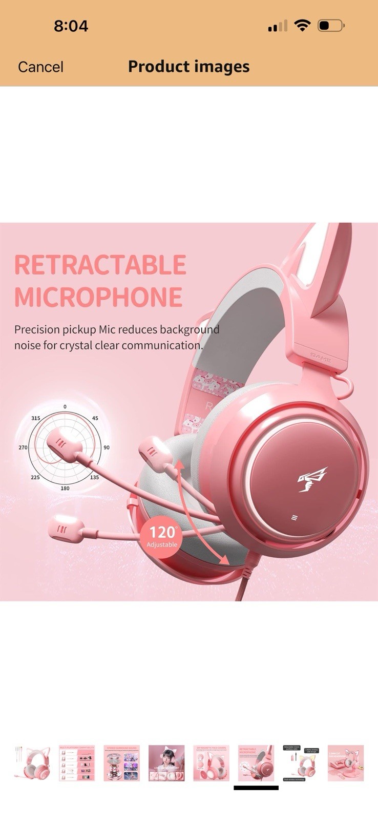 SOMIC GS510 Cat Ear Headset Wireless/Wired Gaming w/Lights, Multi-Modes Pink New
