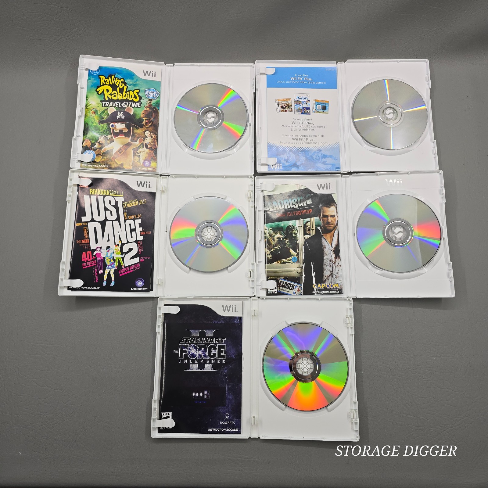 2000s Set of 5 Nintendo Wii Different Games in Cases, Made in USA