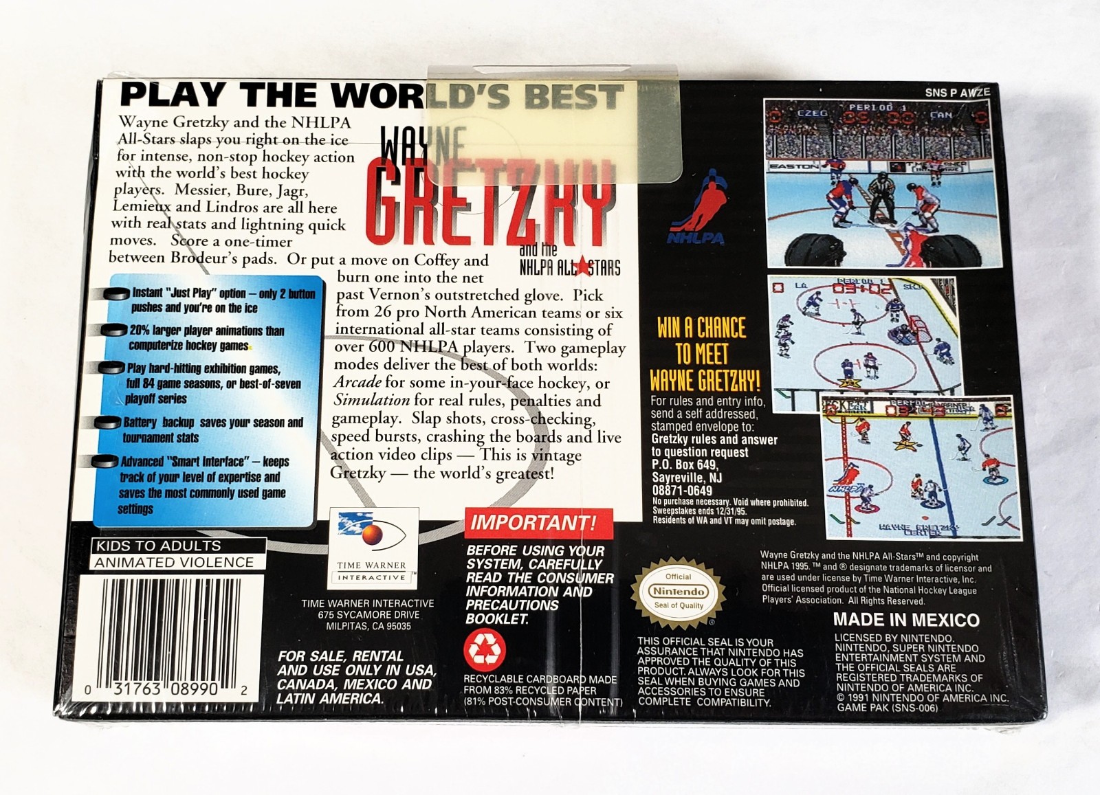 Wayne Gretzky & The NHLPA All-Stars (Super Nintendo, 1995) 100% Complete!! SNES