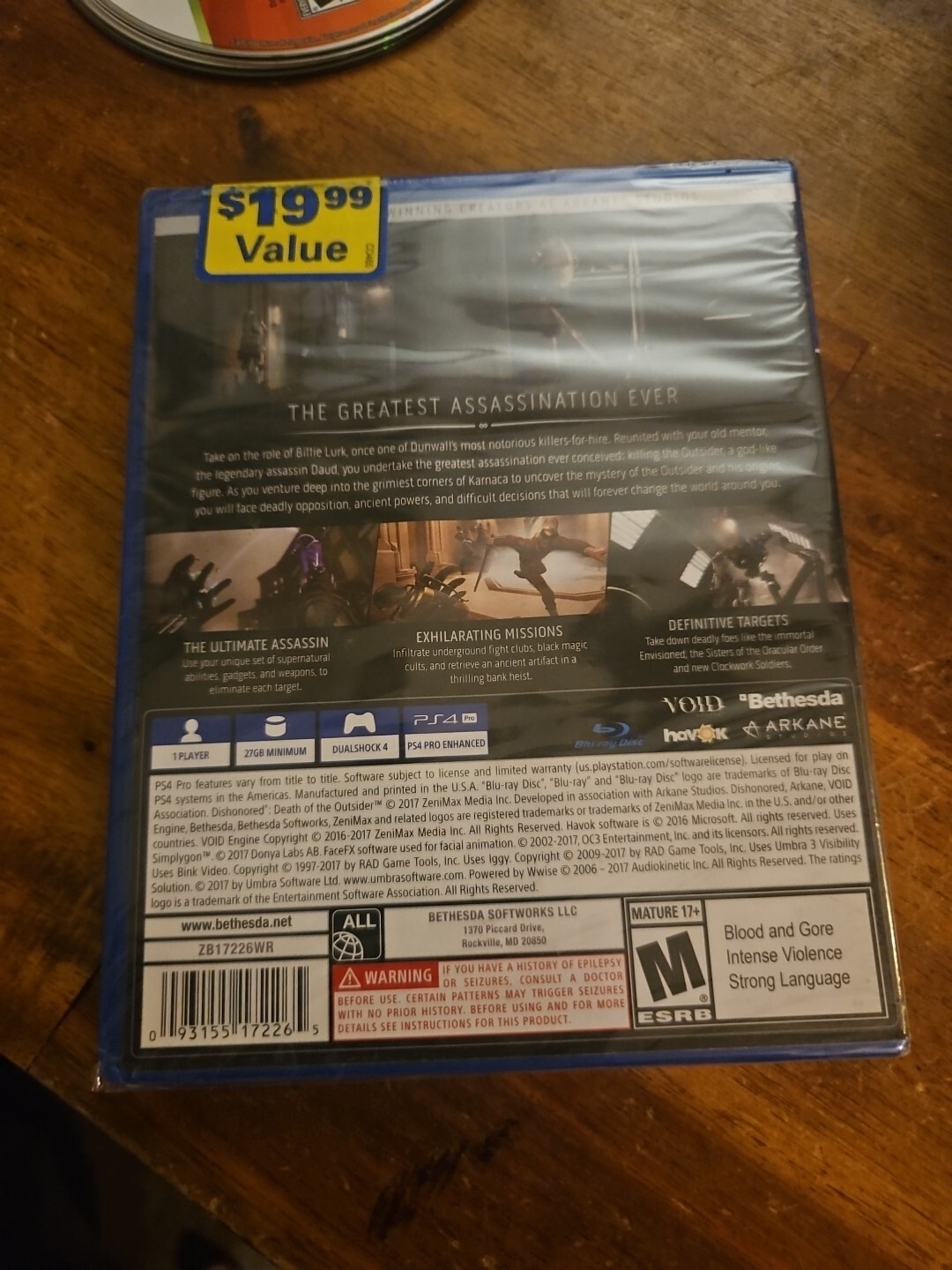 Dishonored Death of the Outsider – PS4 BRAND NEW SEALED READ DESCRIPTION BEFORE