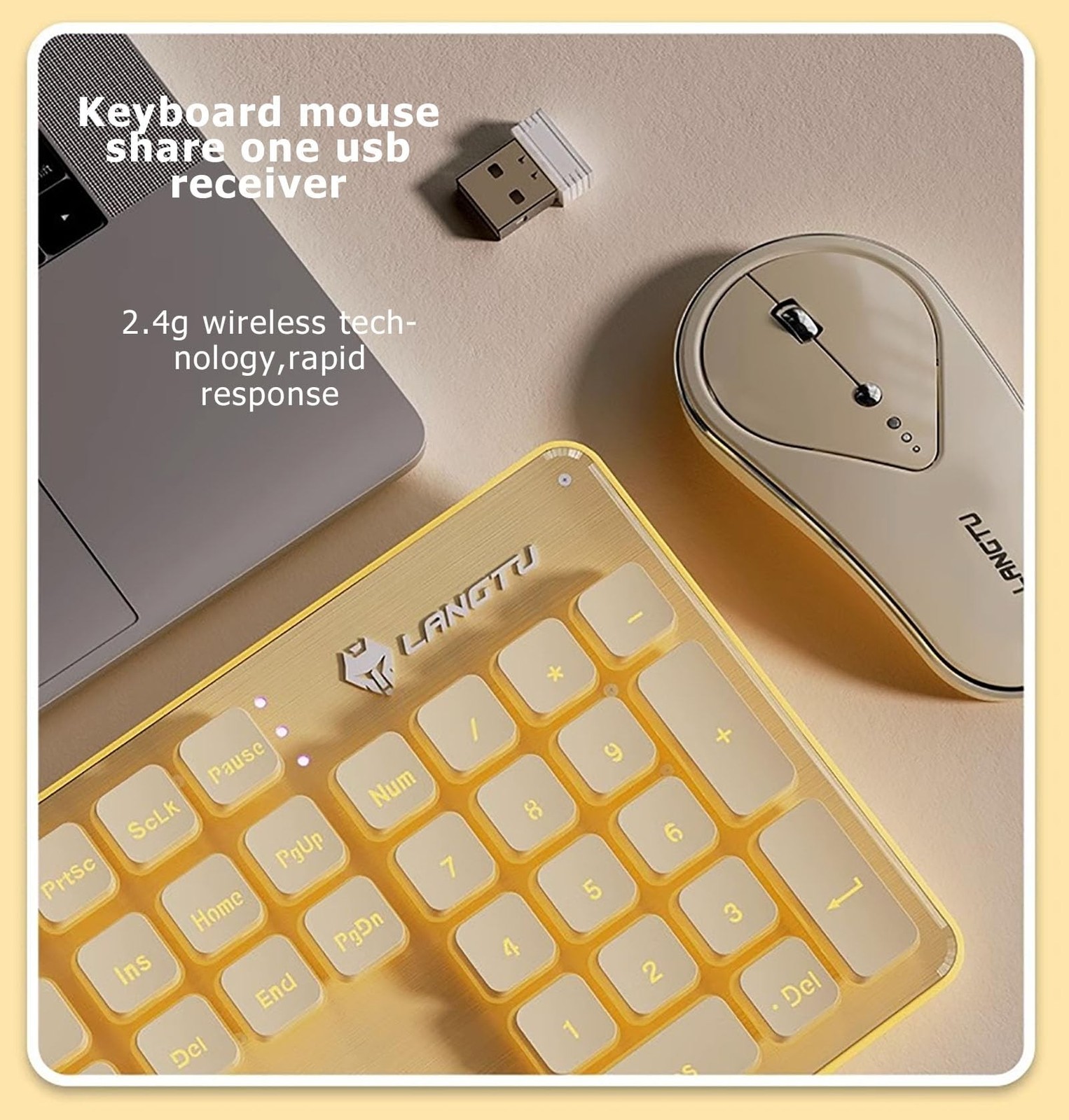 Wireless Keyboard and Mouse Combo, 2.4G Rechargeable Full Sized Backlit Keybo…