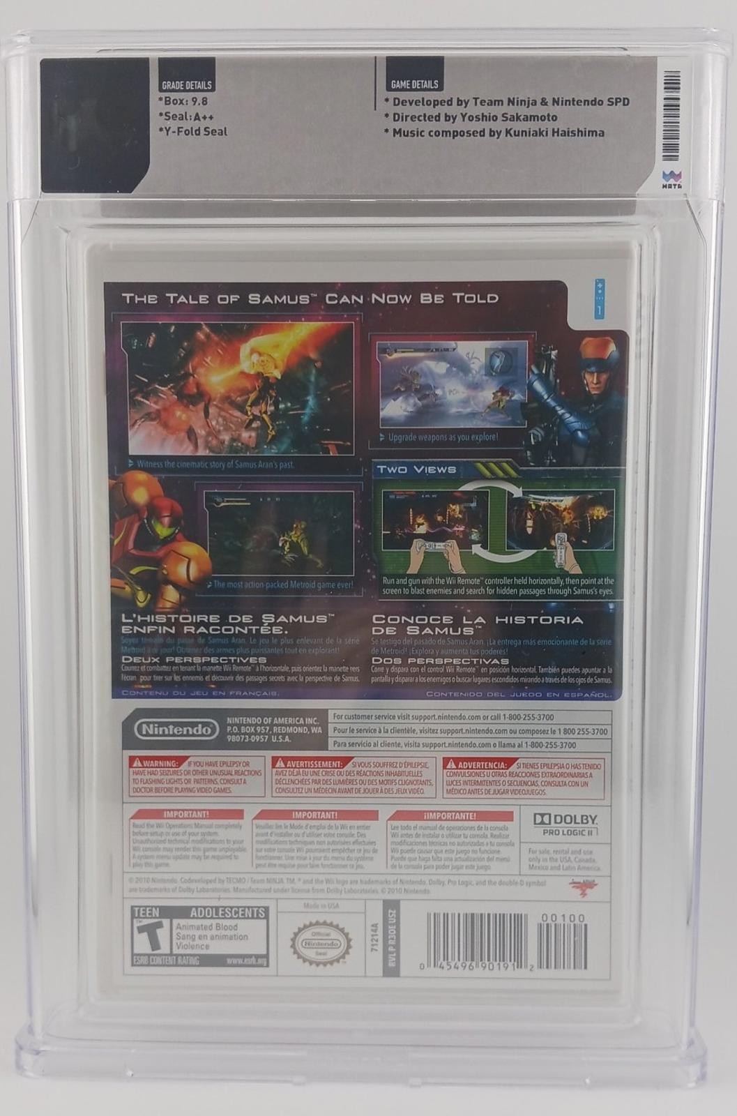 WATA 9.8 Metroid: Other M Nintendo (2010) Game Wii