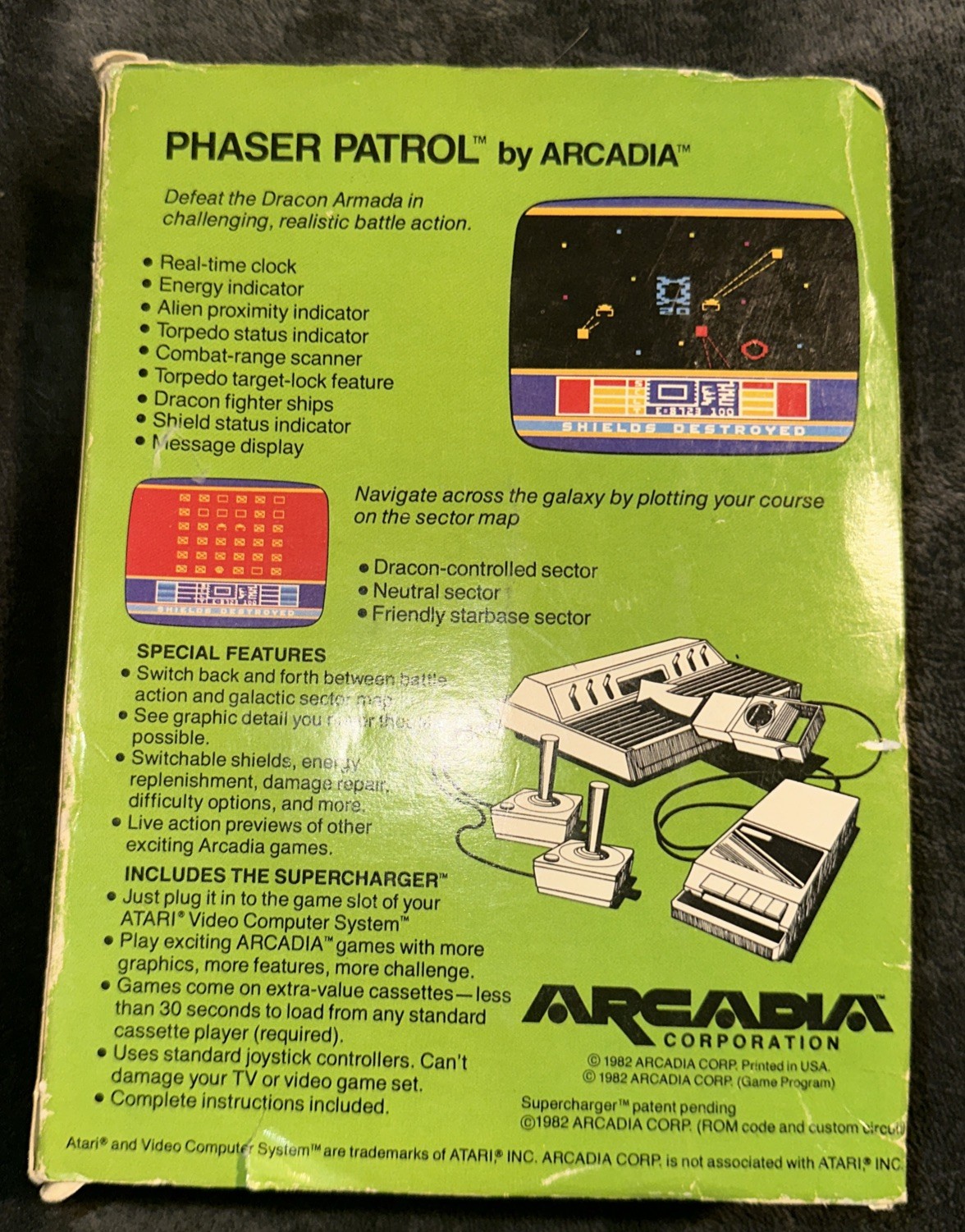 Phaser Patrol Cassette Game For Atari 2600 includes the supercharger read Discre